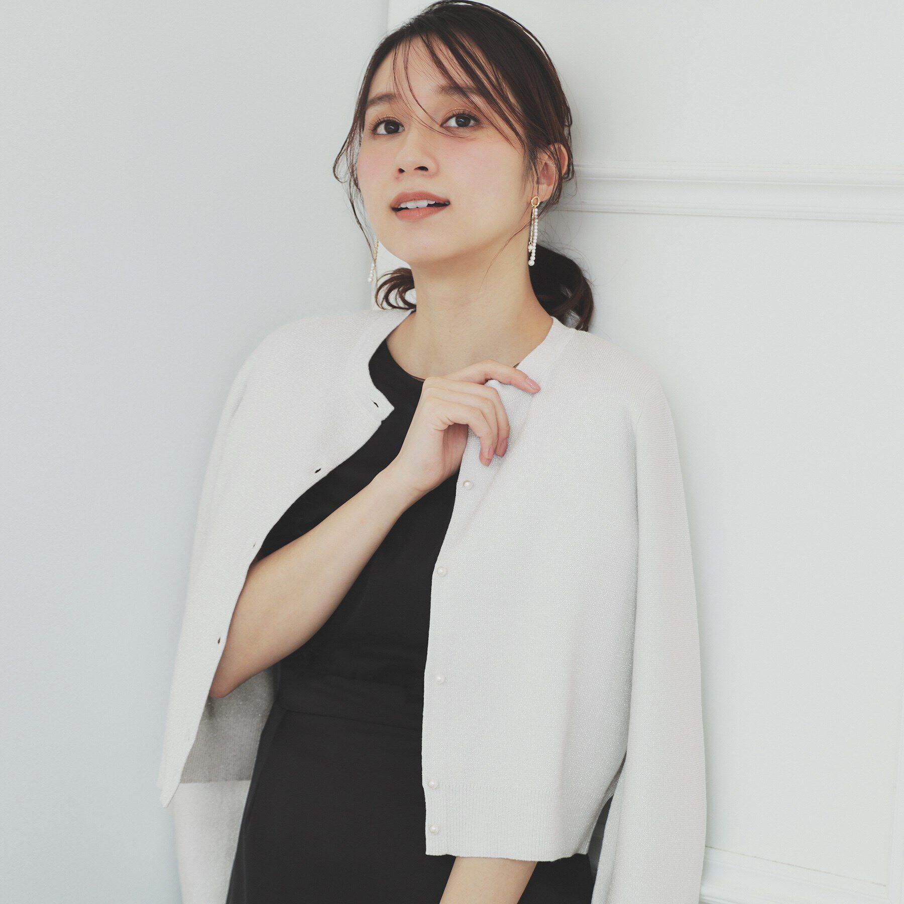 index「ラメビジューカーディガン【洗濯機洗い可】」|カーディガン|シルバー(006)