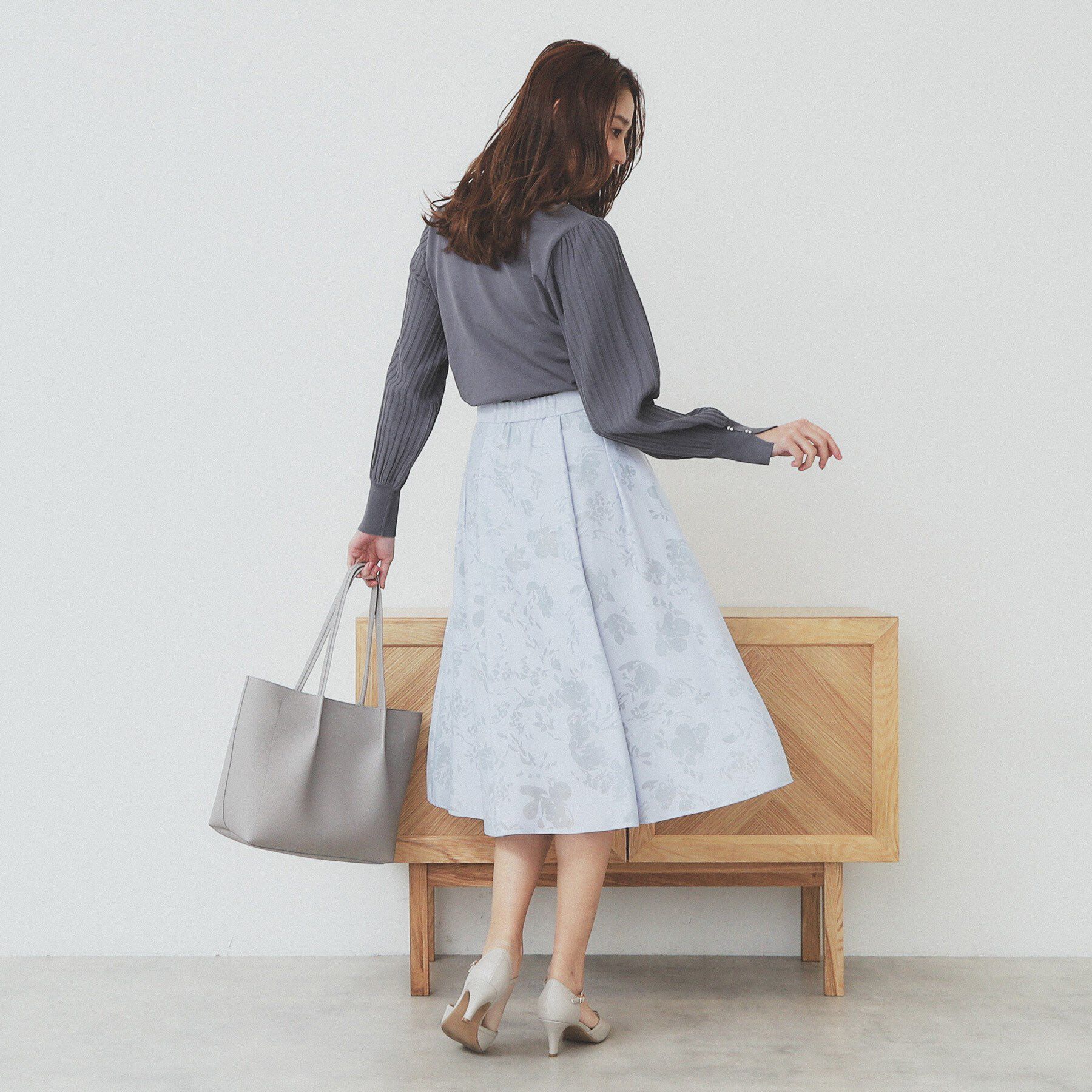 index「プリーツスリーブボートネックニット【洗濯機洗い可】」|ニット・セーター|