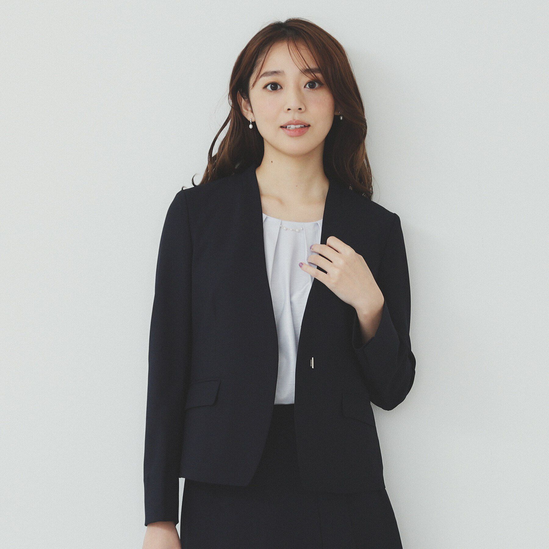 index「ストレッチノーカラージャケット/セットアップ対応可【洗える/イージーアイロン/抗ピル】」|ノーカラージャケット|ネイビー(094)