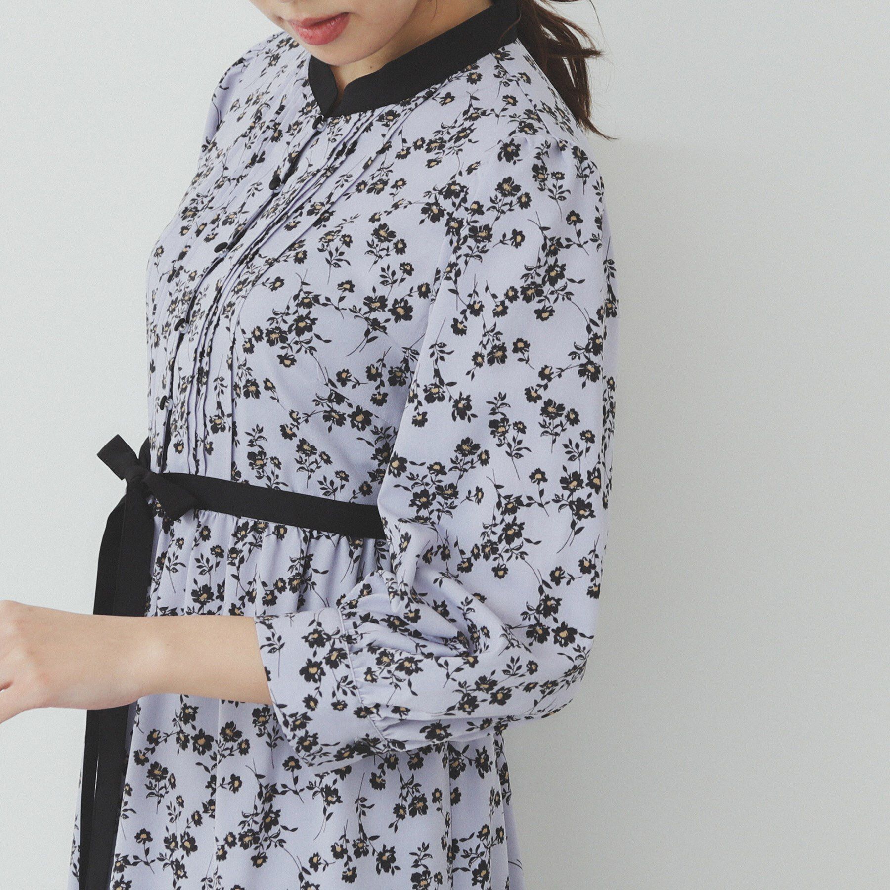 index「ミニフラワープリント バイカラーワンピース【洗濯機洗い可/イージーアイロン/防シワ】」|ワンピース|