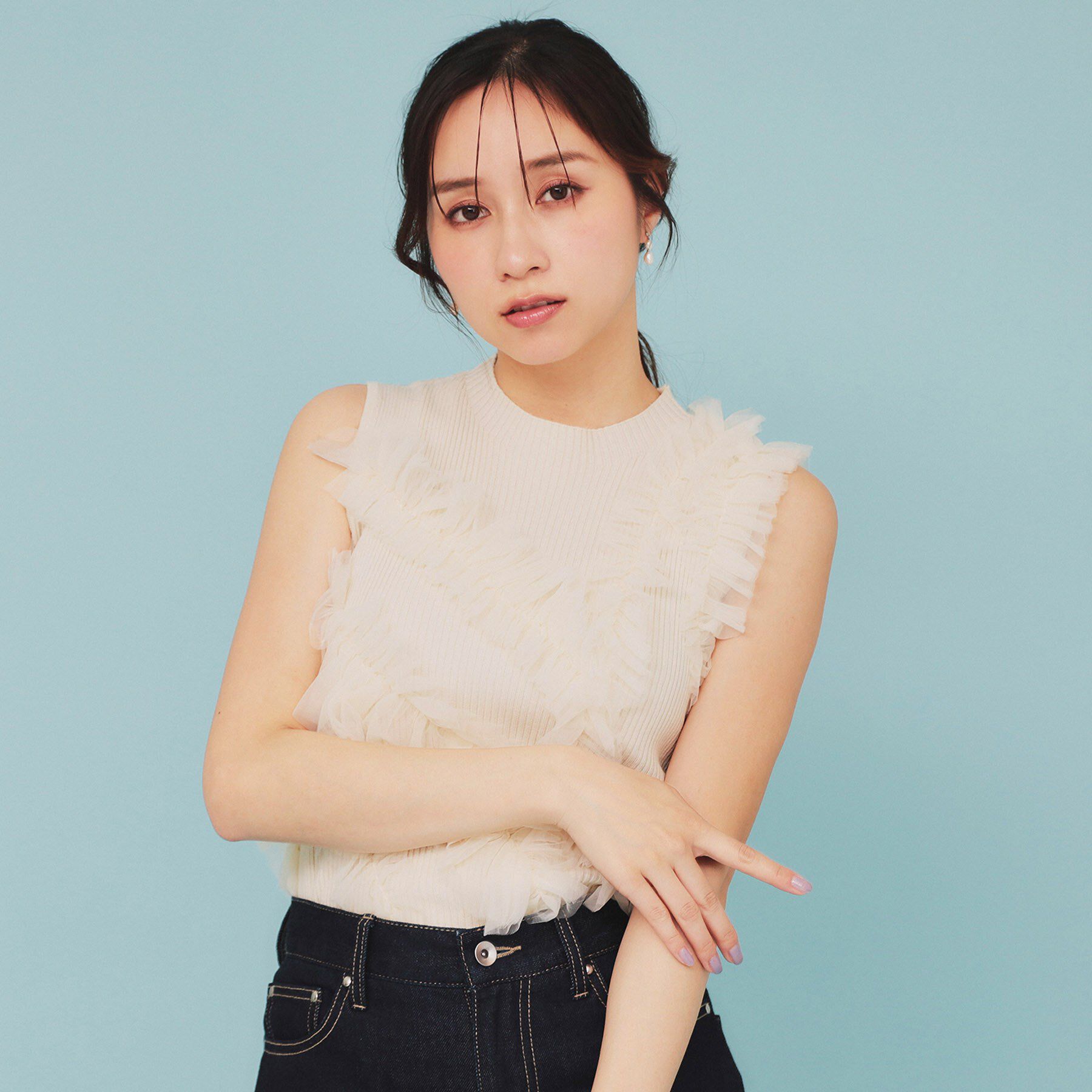 index「ランダムチュールフリルノースリブニット【洗濯機洗い可】」|ニット・セーター|