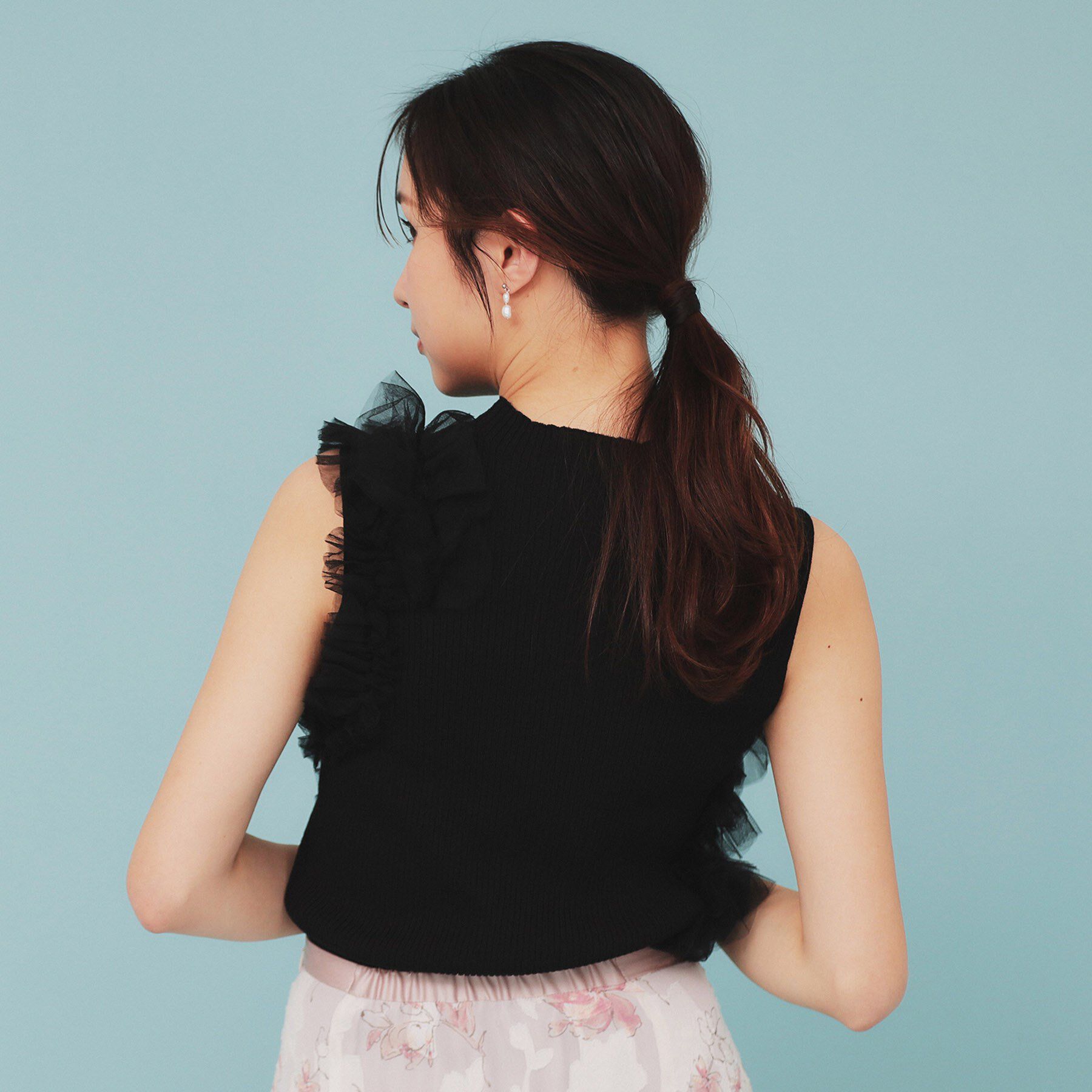 index「ランダムチュールフリルノースリブニット【洗濯機洗い可】」|ニット・セーター|