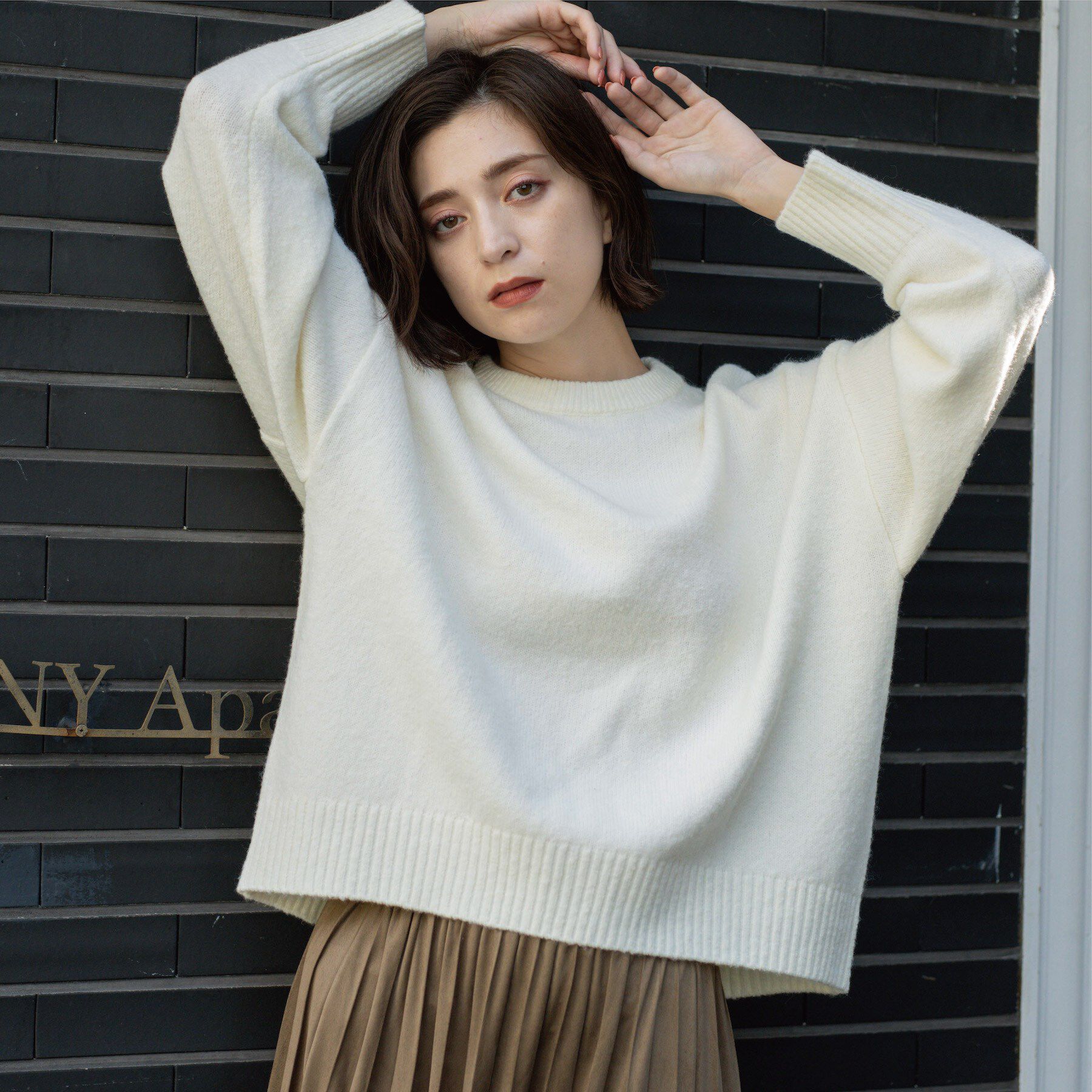 OPAQUE.CLIP「配色ラインクルーネックニット」|ニット・セーター|