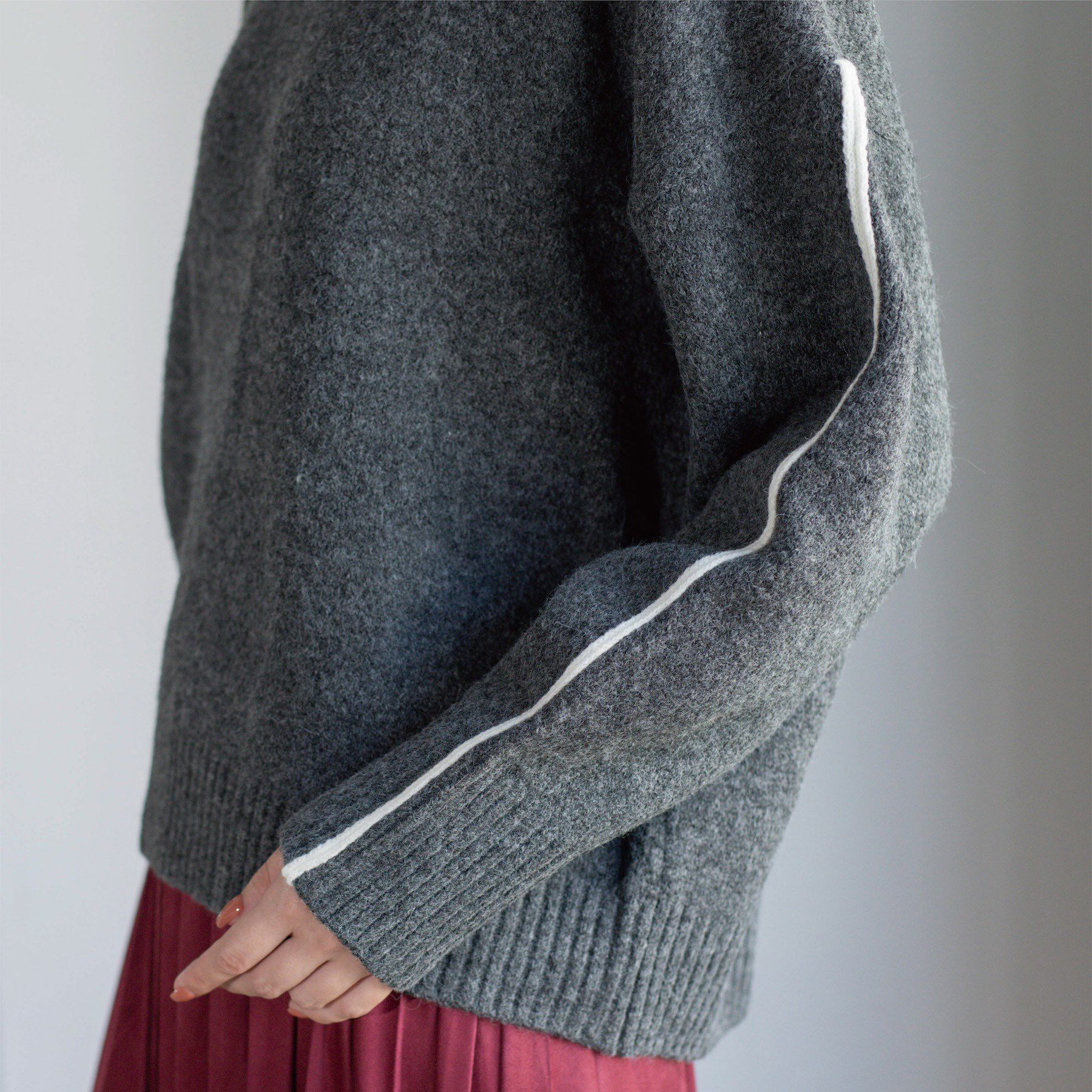 OPAQUE.CLIP「配色ラインクルーネックニット」|ニット・セーター|