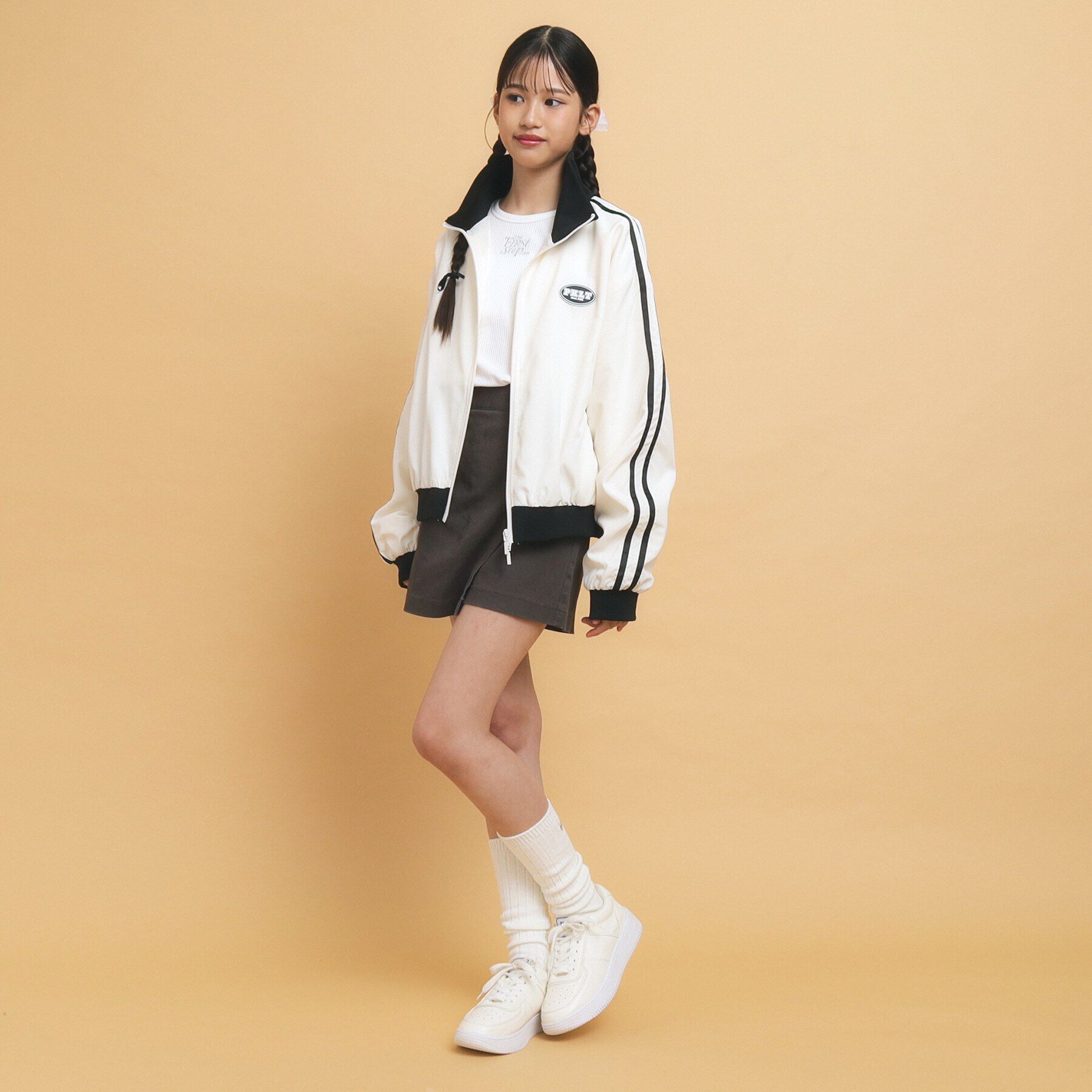 PINK-latte「【130cmあり】ダブルライン袖　トラックジャケット」|ブルゾン・スタジャン|