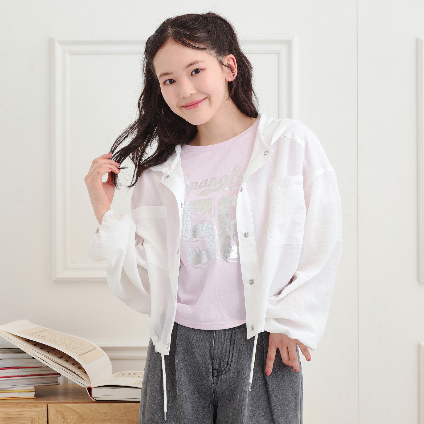 PINK-latte「ショート丈ブルゾン」|ブルゾン・スタジャン|オフホワイト(003