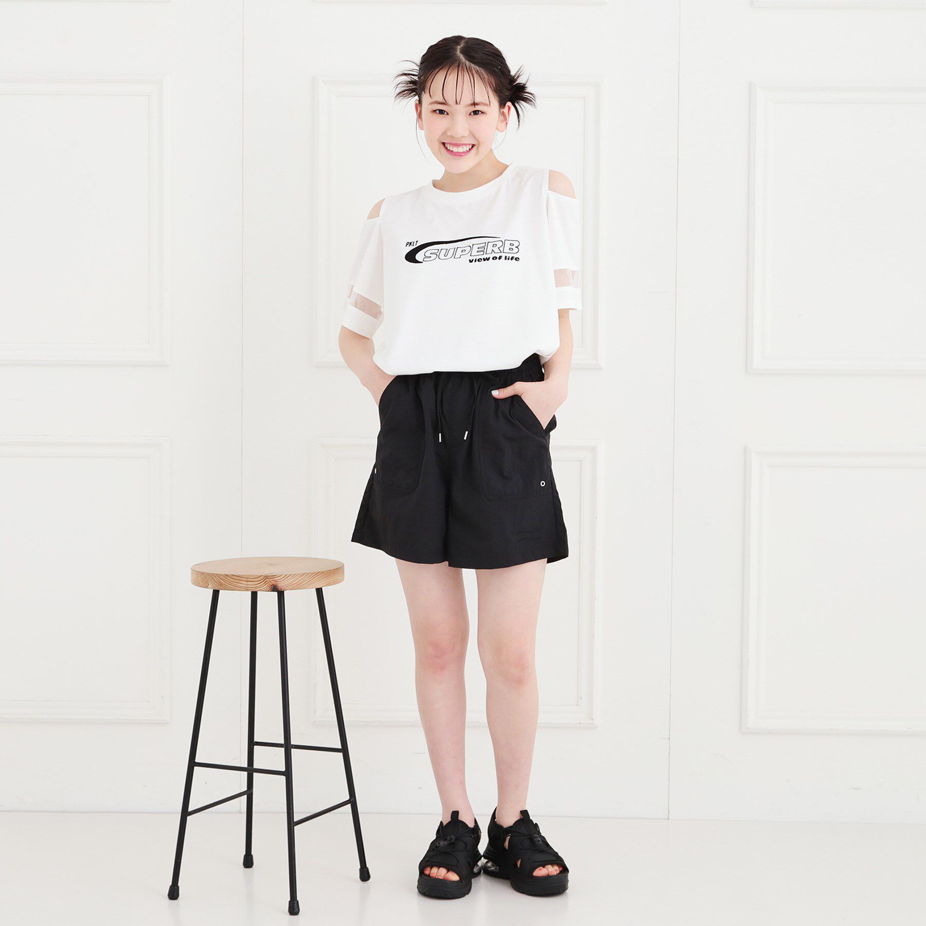 PINK-latte「【軽・らく】イージーショートパンツ」|キュロット|