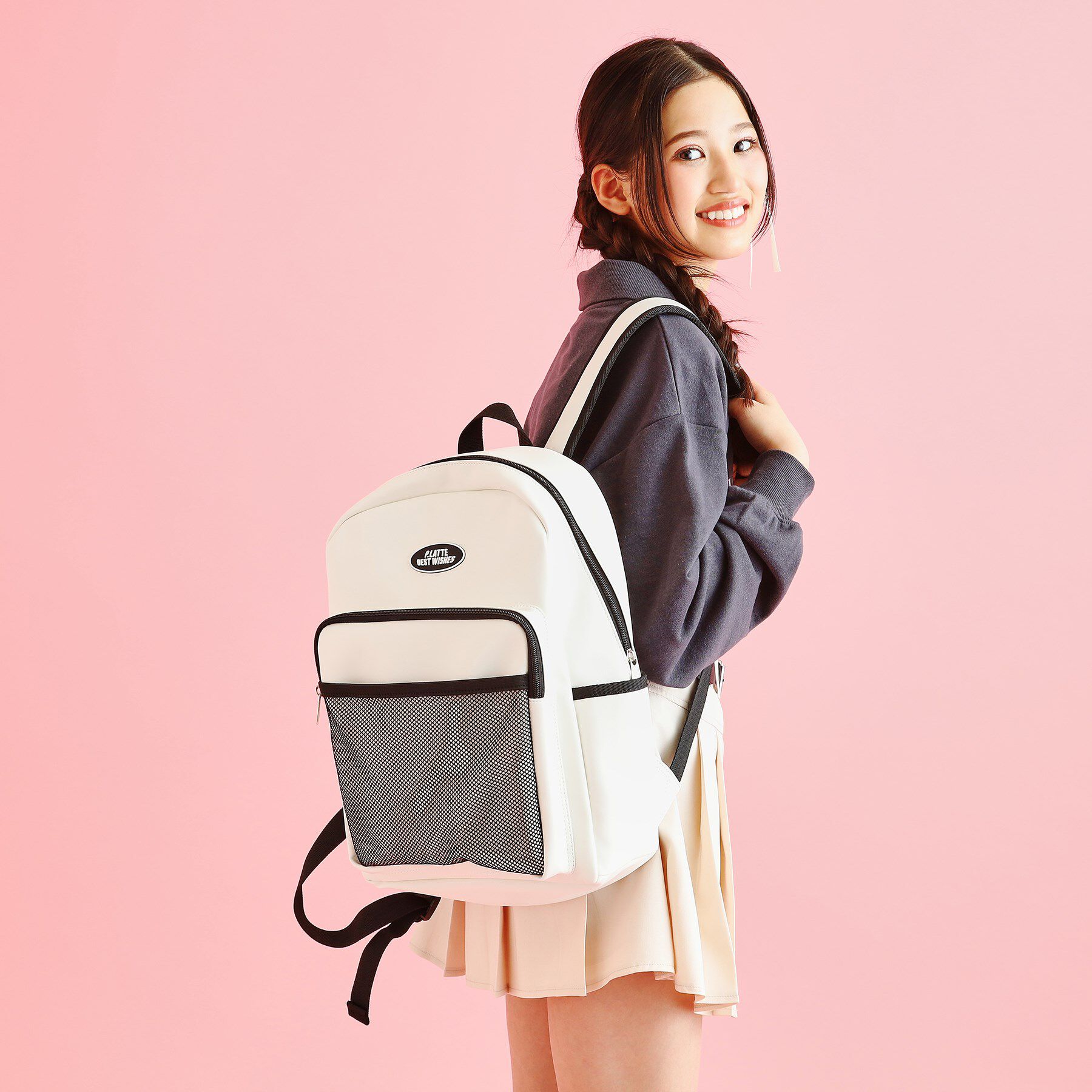 PINK-latte「合皮リュック」|リュック|アイボリー(004)