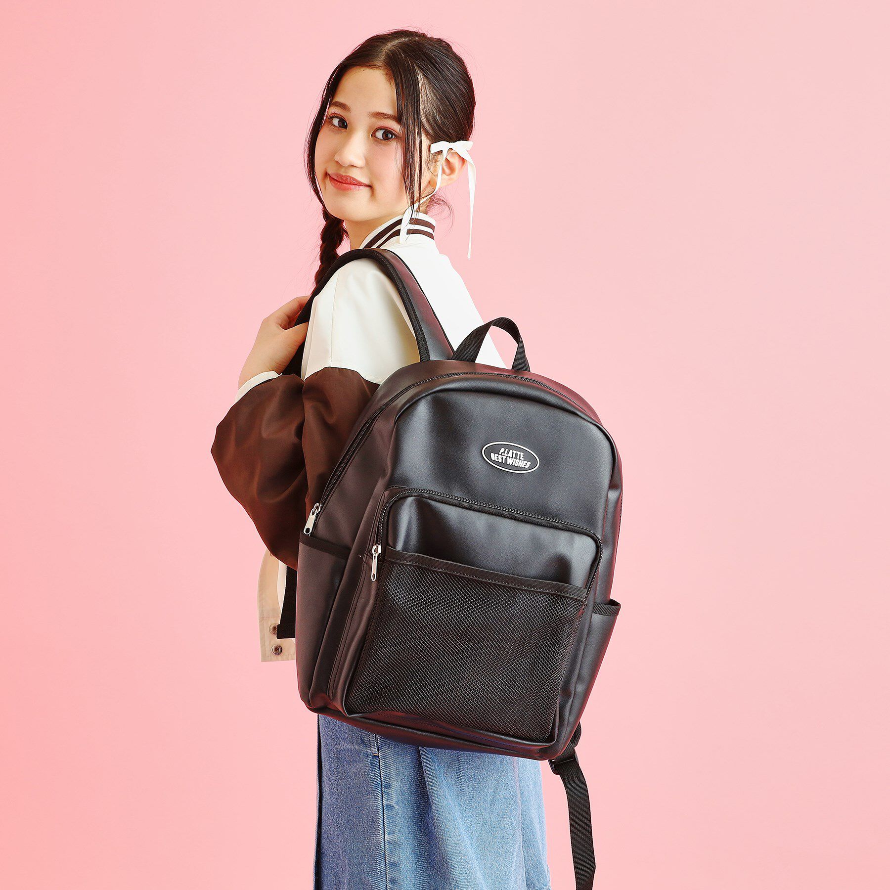 PINK-latte「合皮リュック」|リュック|ブラック(019)