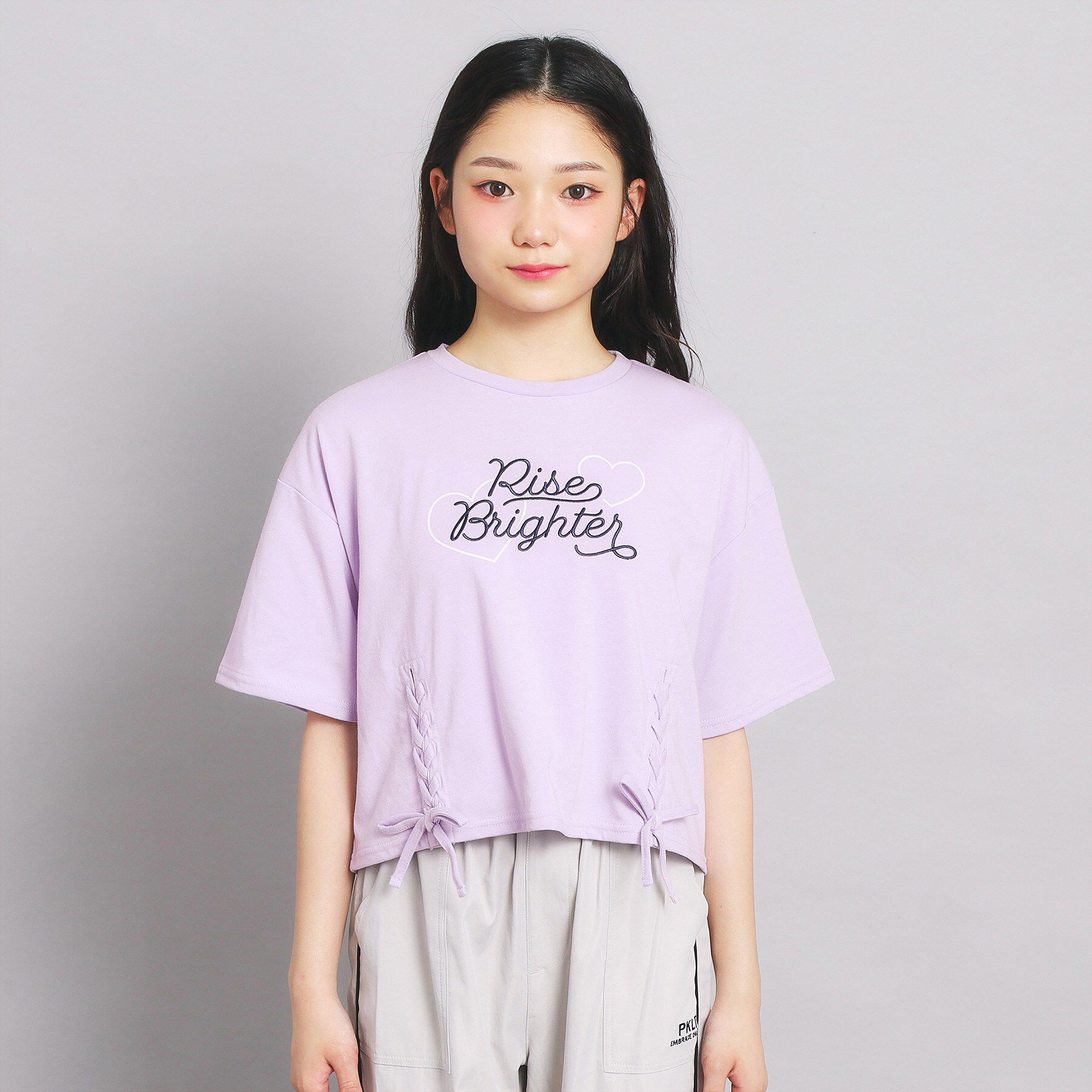 PINK-latte「レースアップTシャツ」|Tシャツ・カットソー|