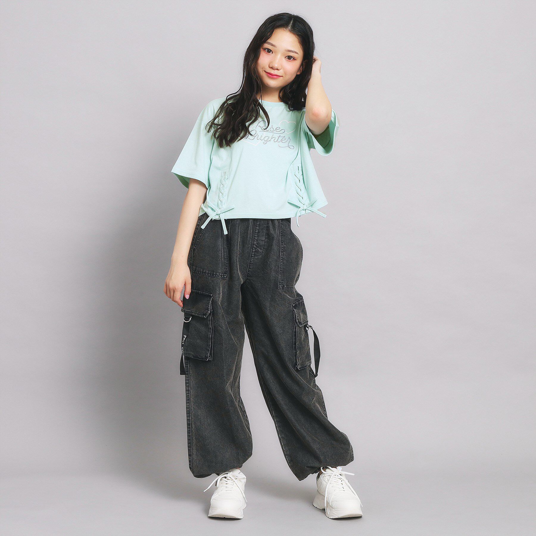 PINK-latte「レースアップTシャツ」|Tシャツ・カットソー|