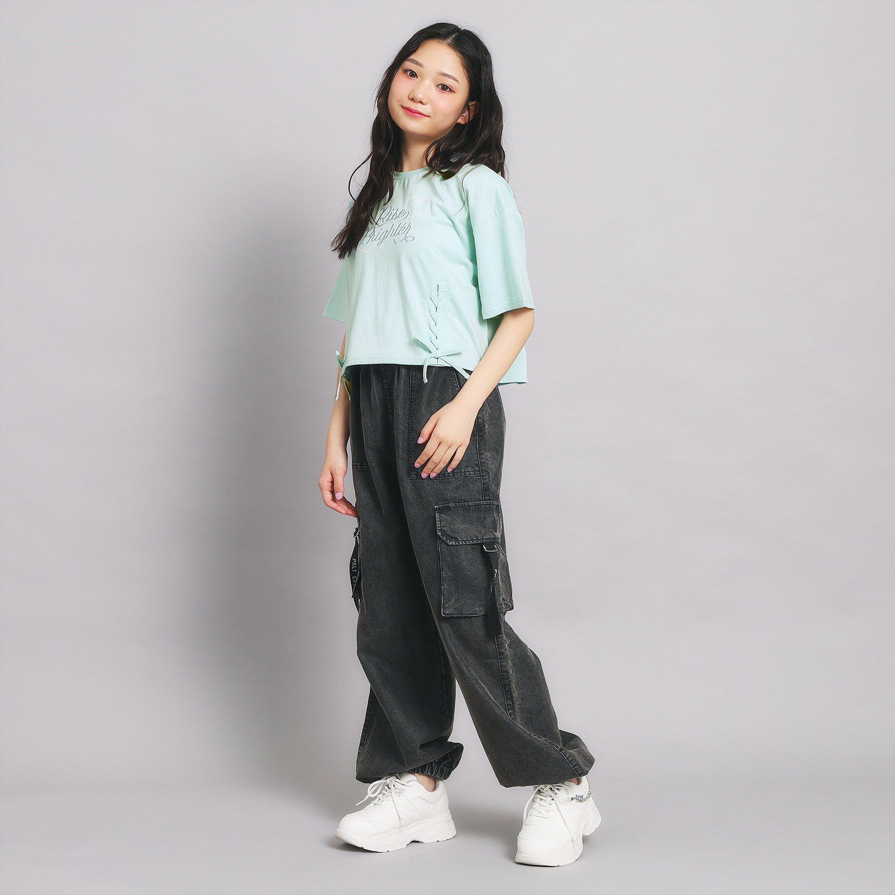 PINK-latte「レースアップTシャツ」|Tシャツ・カットソー|