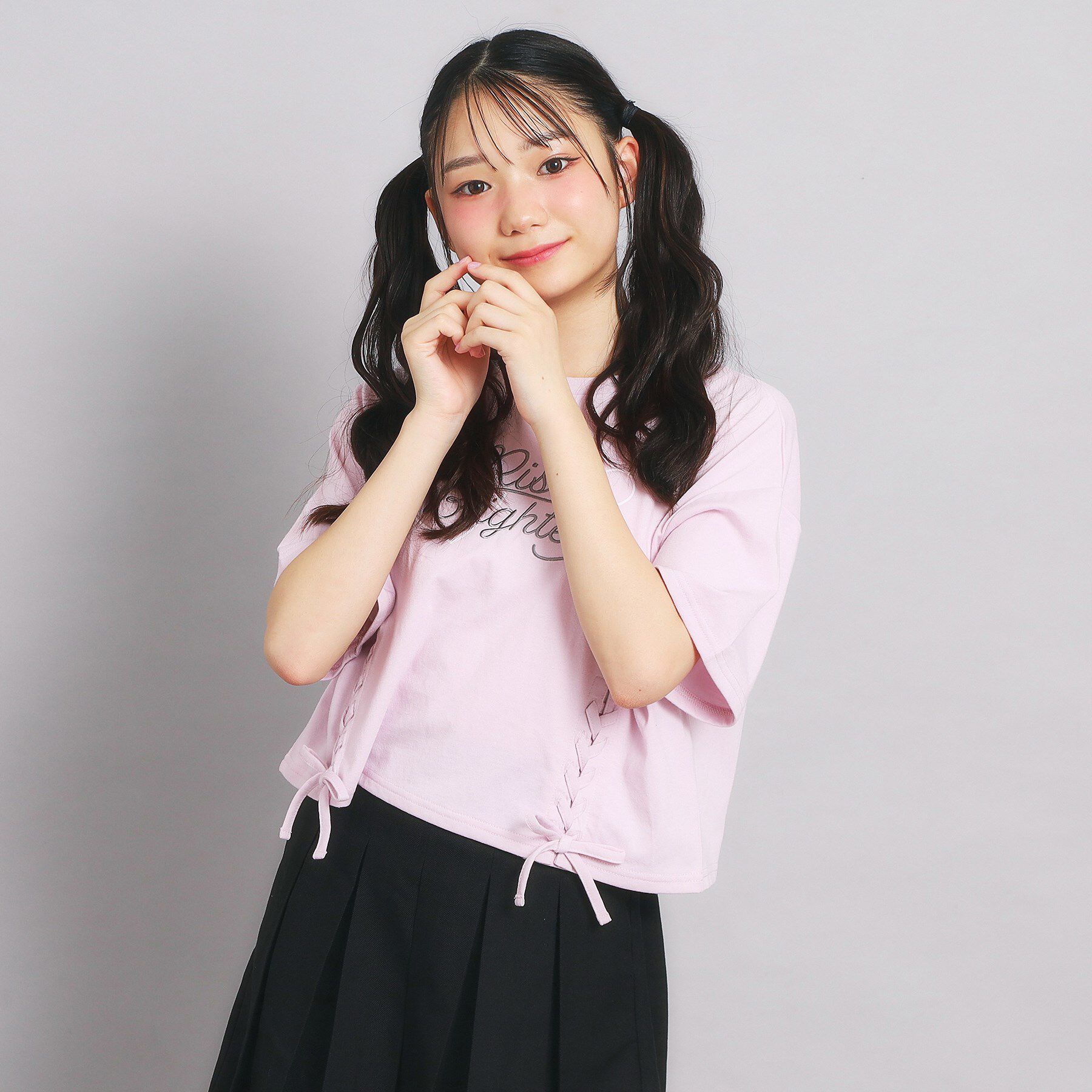 PINK-latte「レースアップTシャツ」|Tシャツ・カットソー|