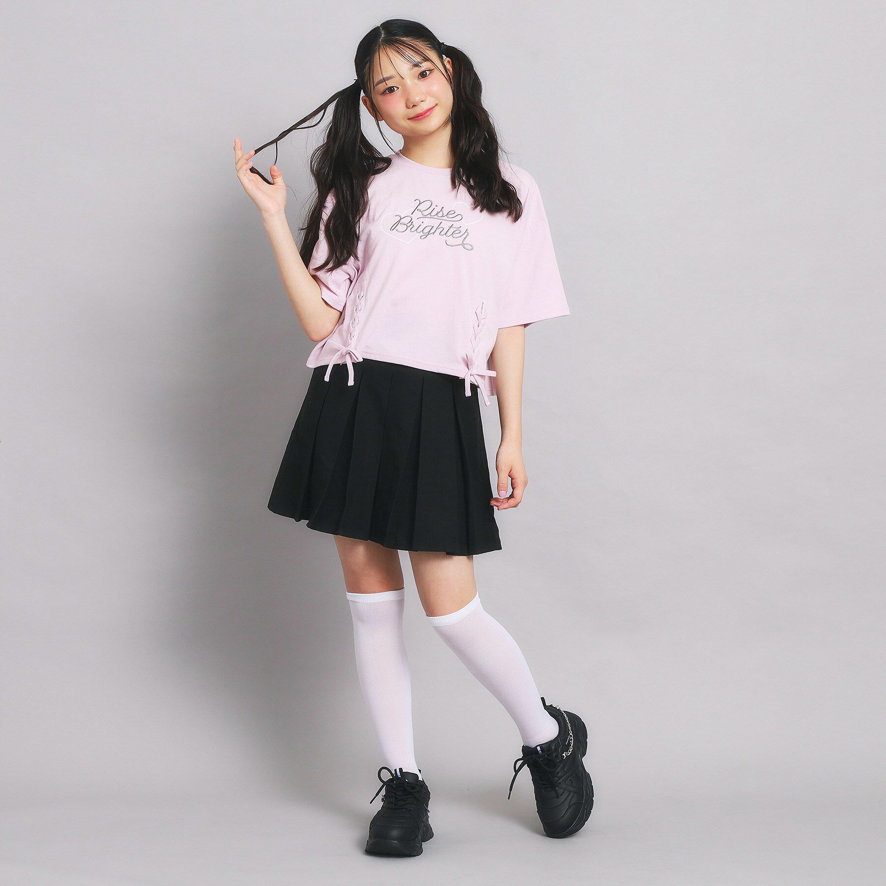 PINK-latte「レースアップTシャツ」|Tシャツ・カットソー|