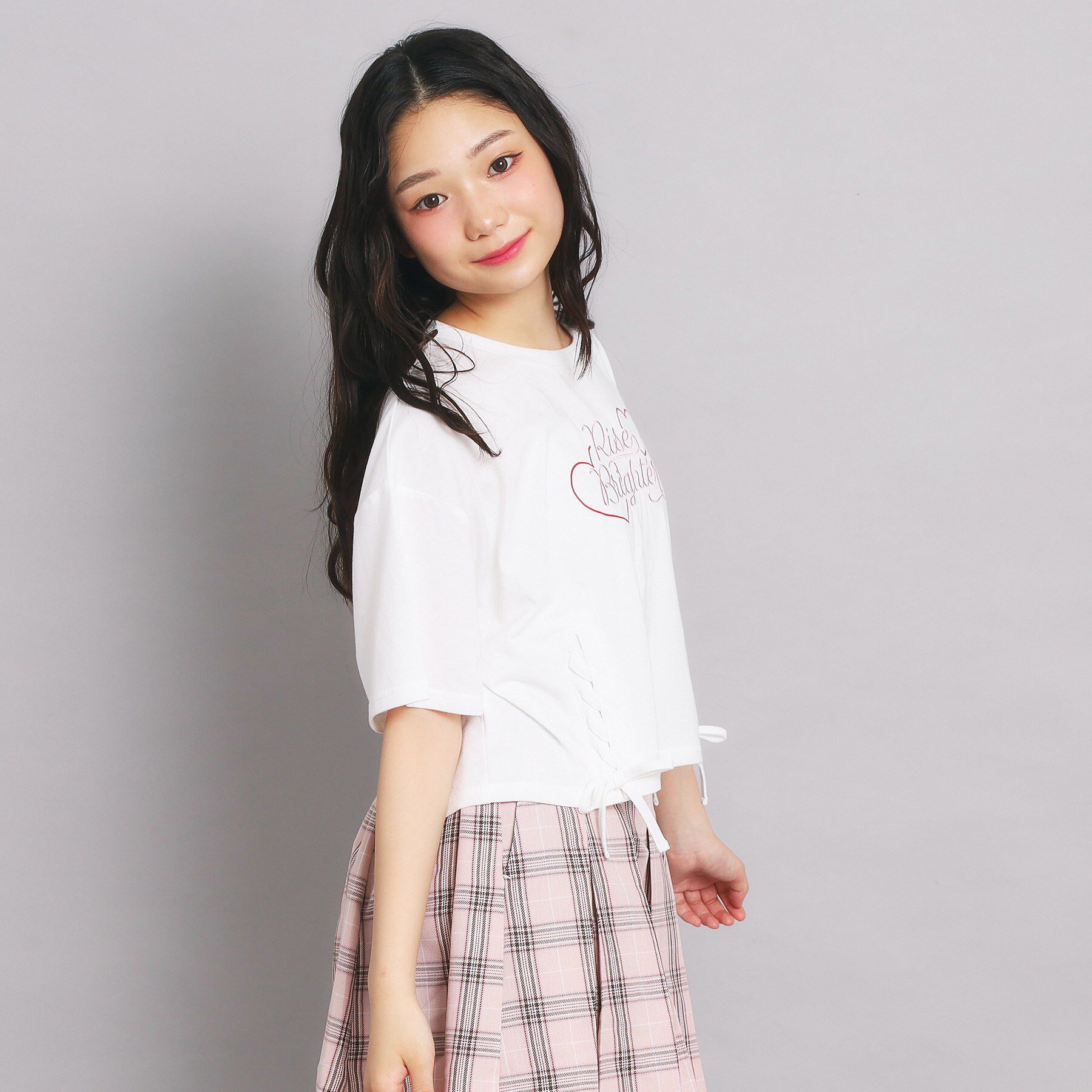 PINK-latte「レースアップTシャツ」|Tシャツ・カットソー|