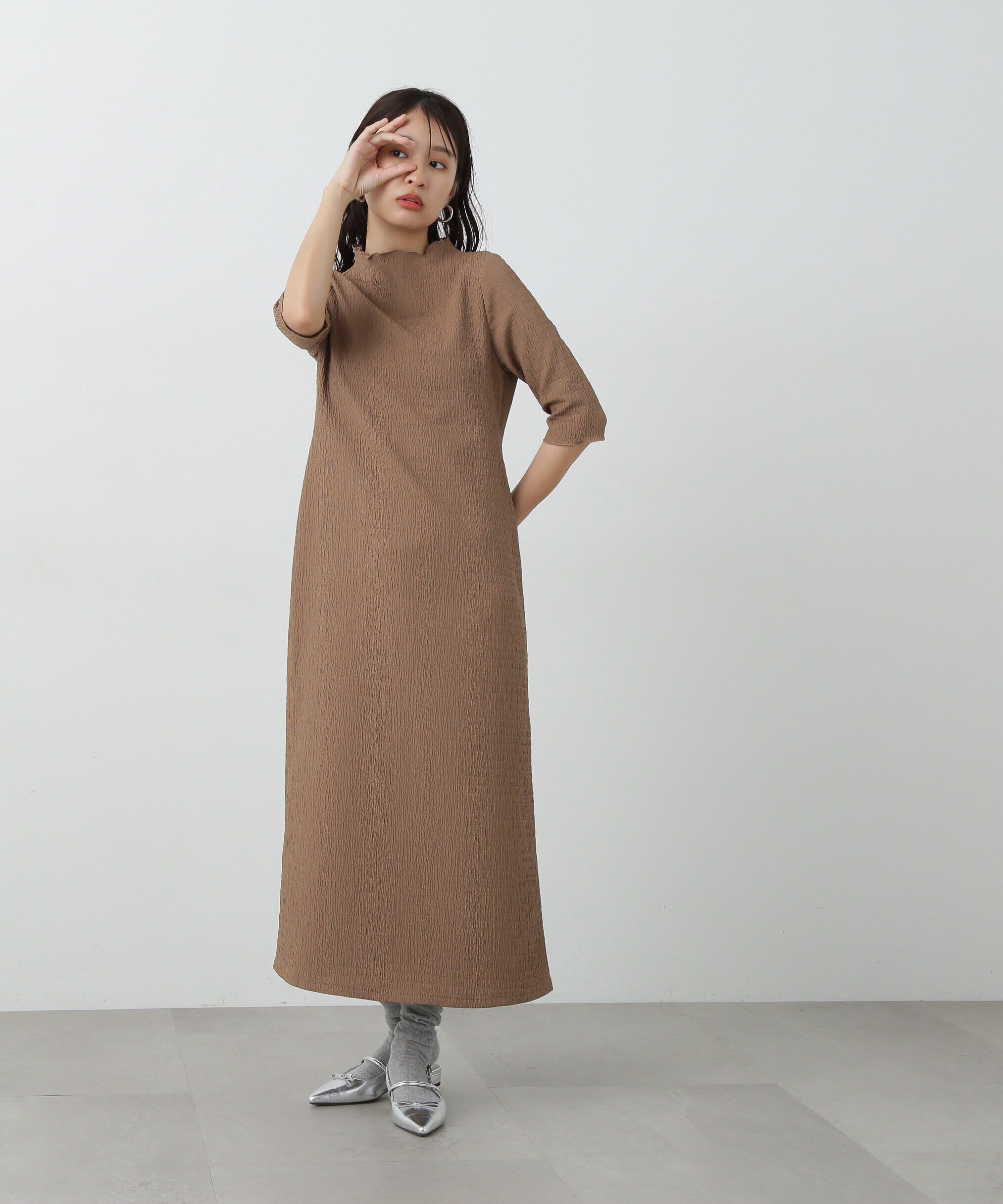  「楊柳カットロングワンピース」|ワンピース|