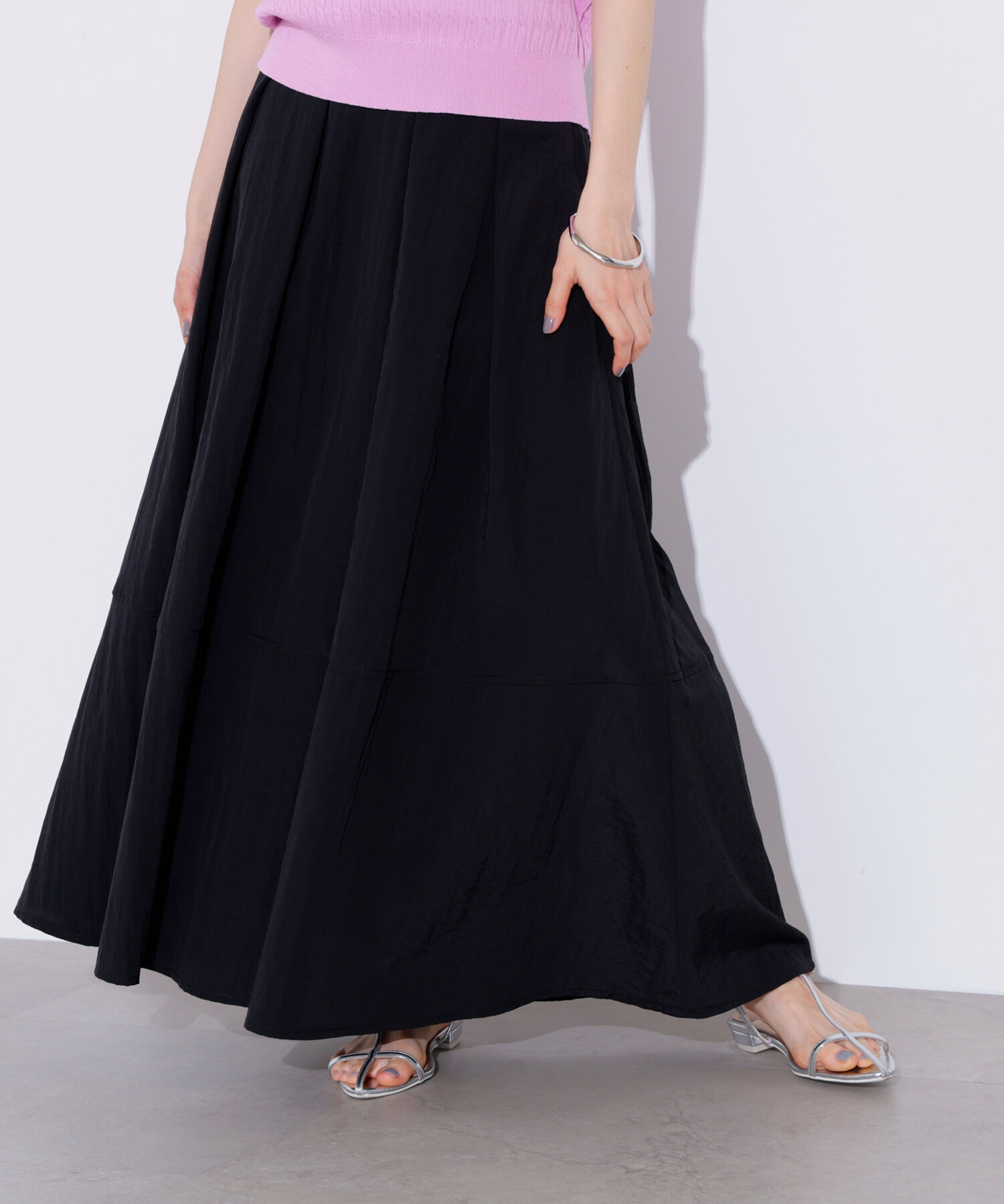  「ボリュームフレアスカート」|スカート|ブラック