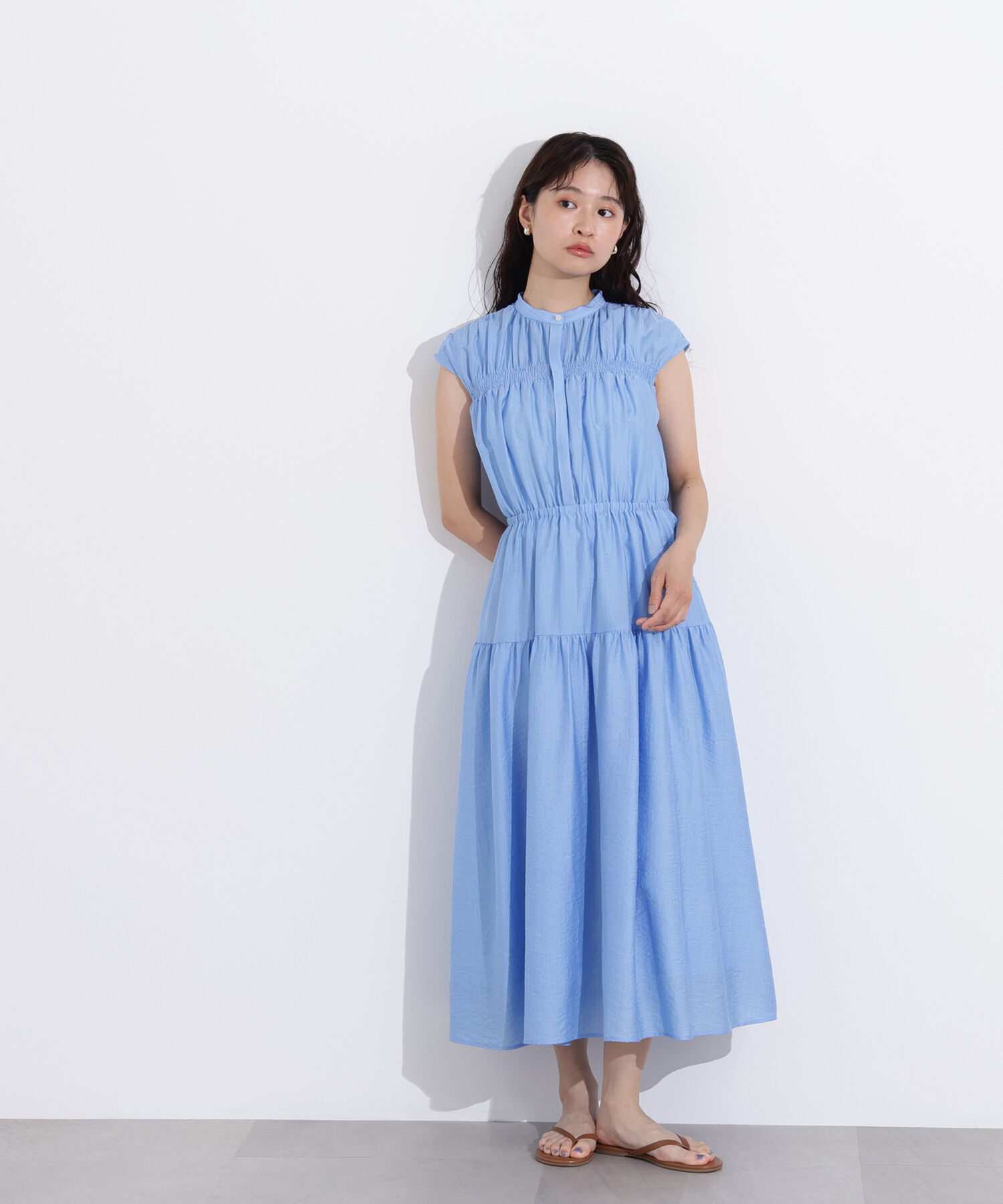  「フレンチスリーブギャザーワンピース」|ワンピース|