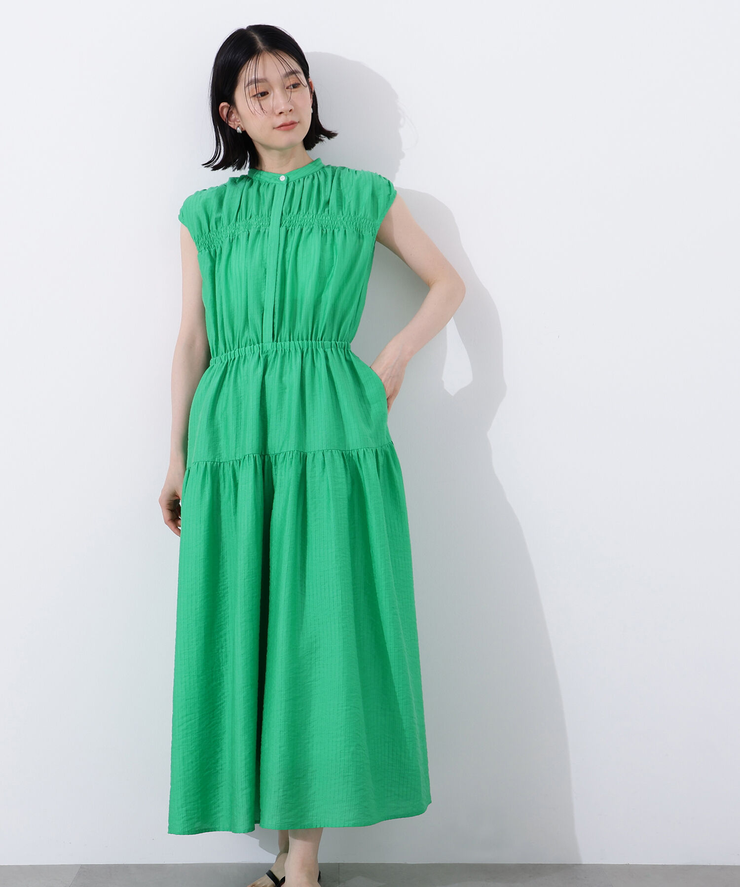  「フレンチスリーブギャザーワンピース」|ワンピース|