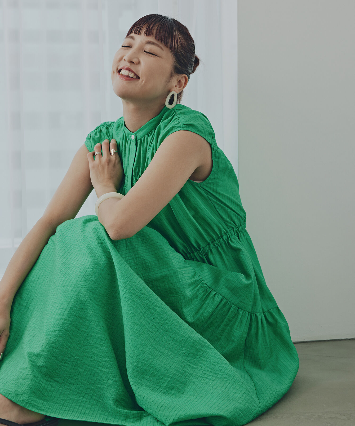  「フレンチスリーブギャザーワンピース」|ワンピース|