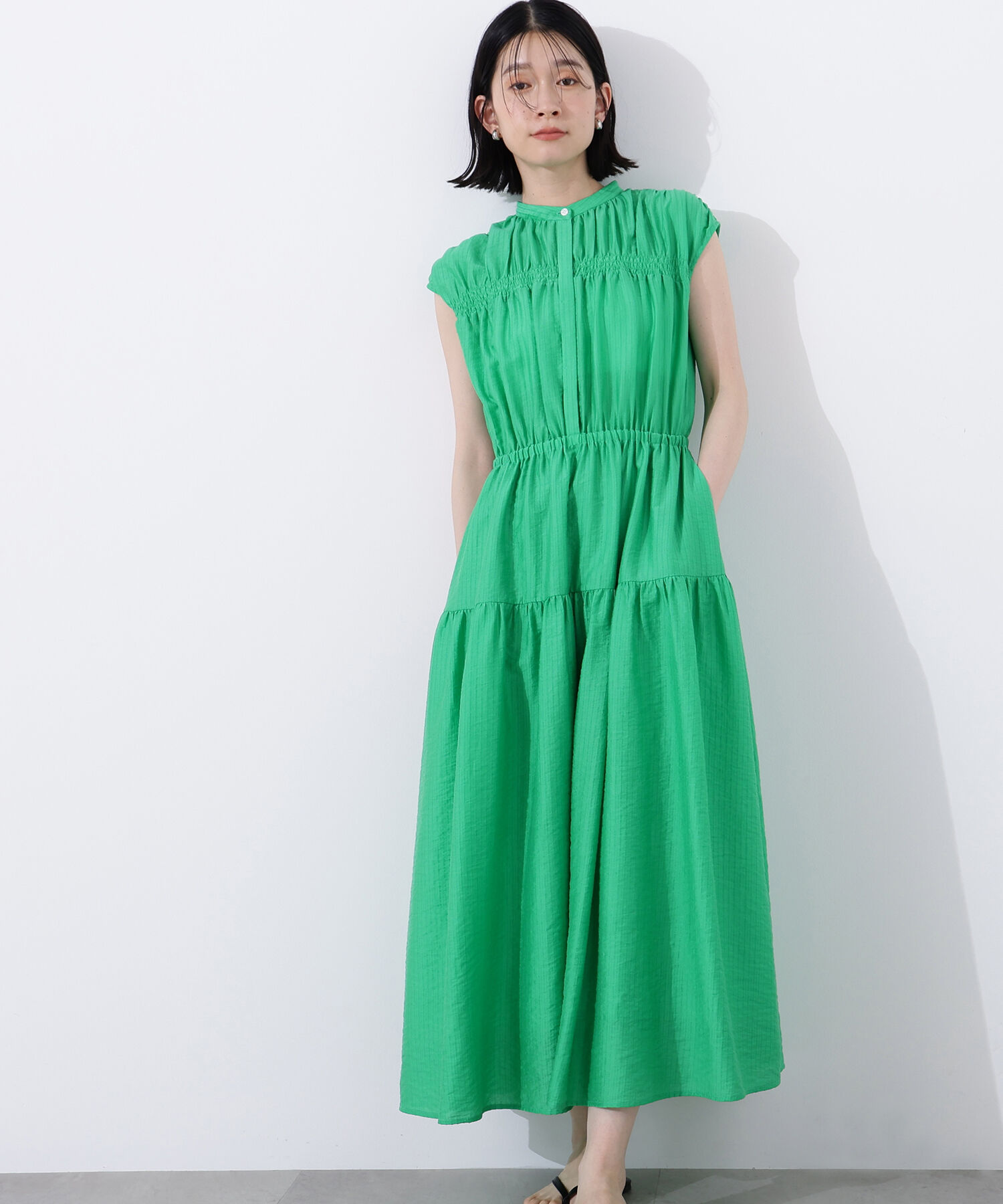  「フレンチスリーブギャザーワンピース」|ワンピース|