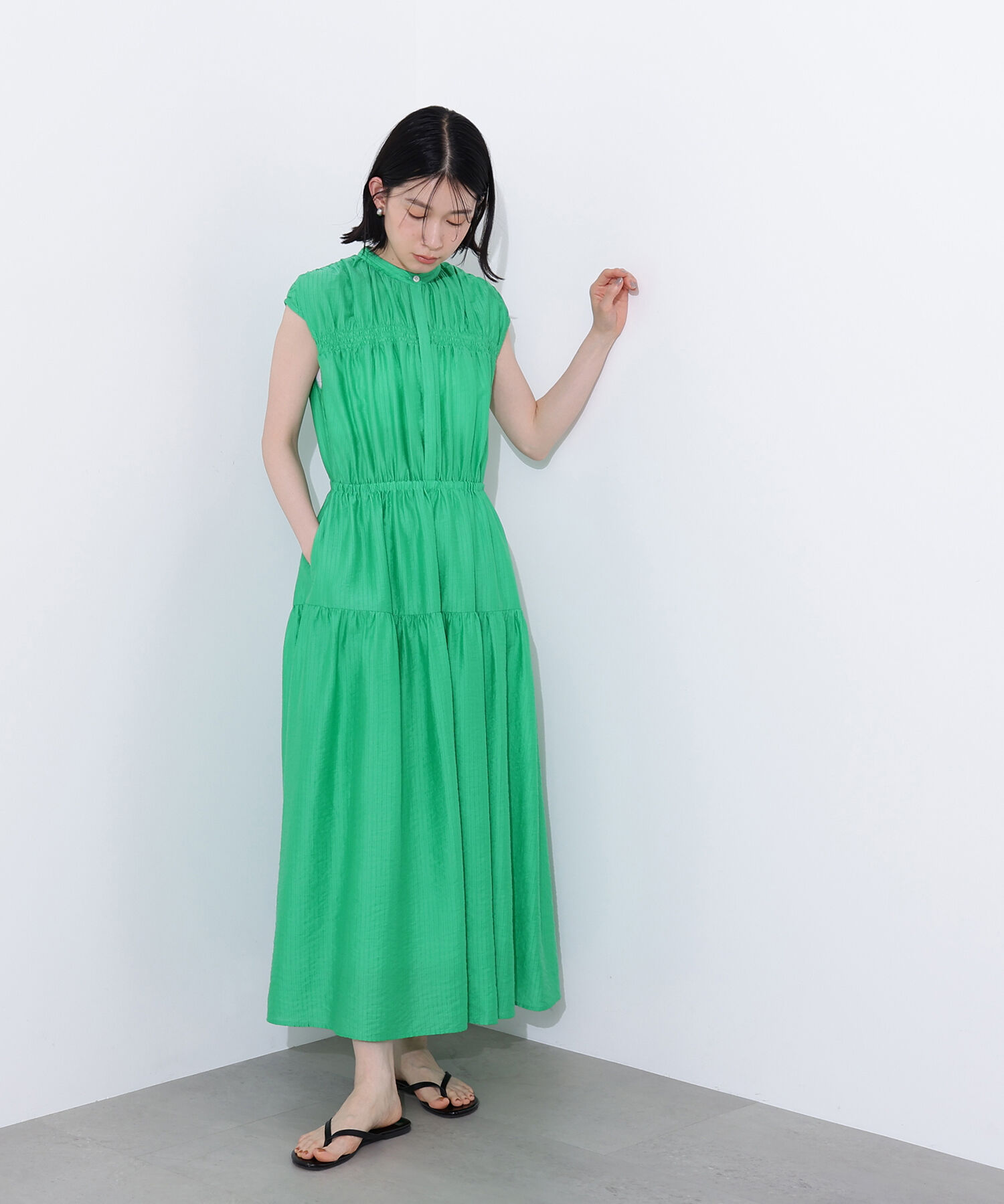  「フレンチスリーブギャザーワンピース」|ワンピース|