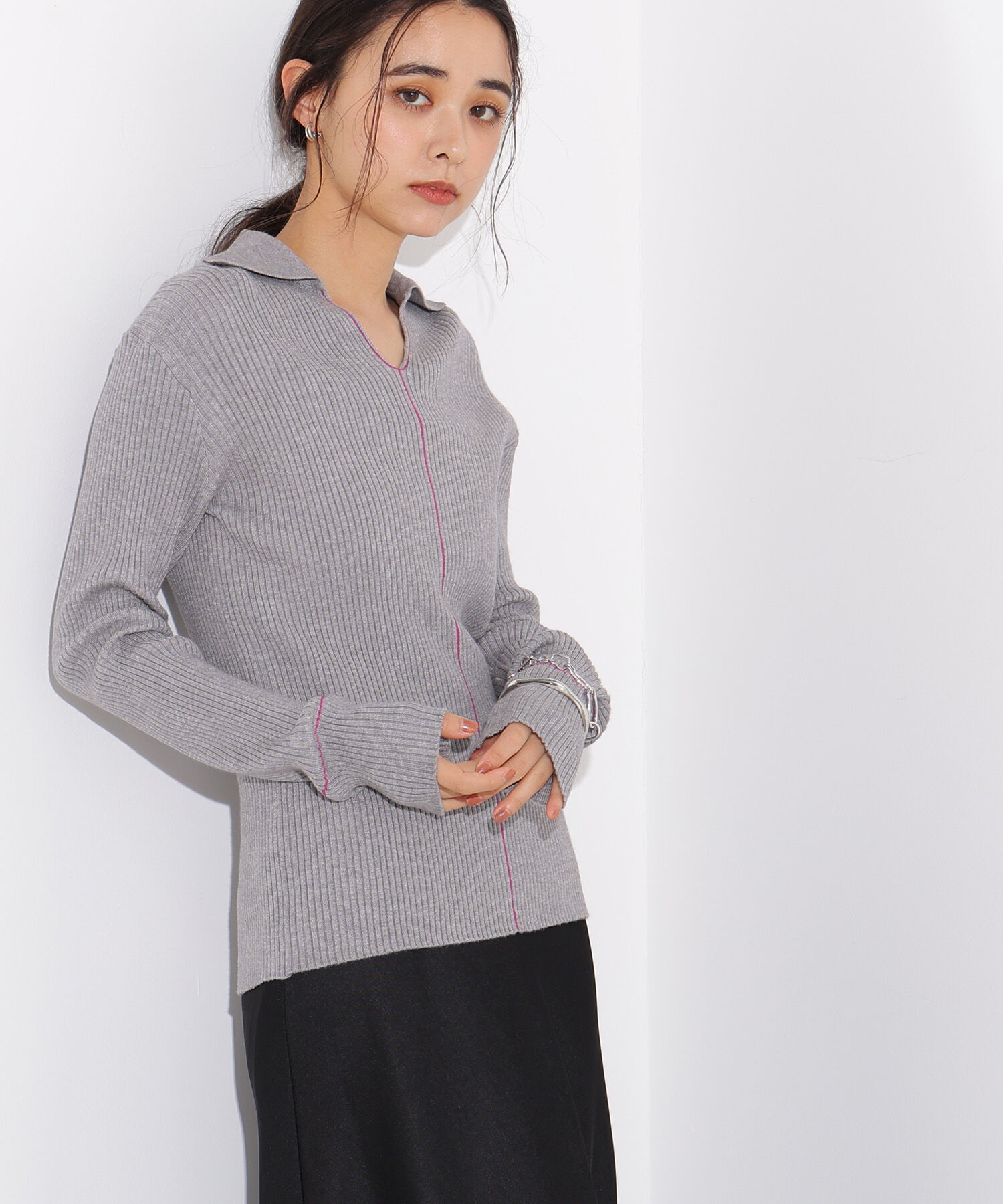  「ラインスキッパーリブニット」|ニット・セーター|