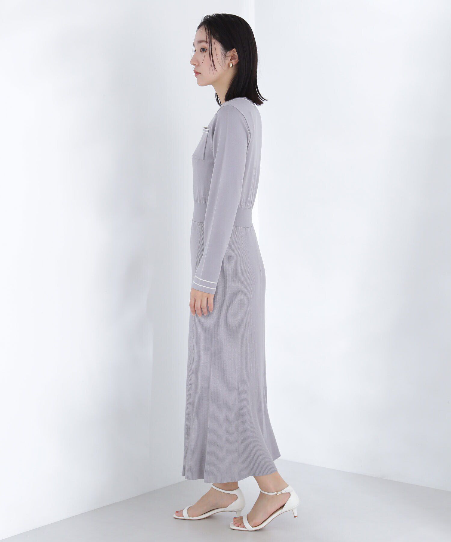  「バイカラーポケットニットワンピース」|ワンピース|