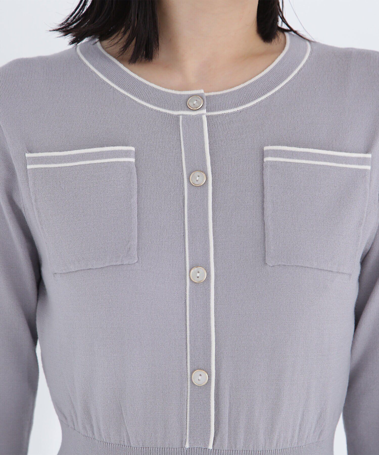  「バイカラーポケットニットワンピース」|ワンピース|