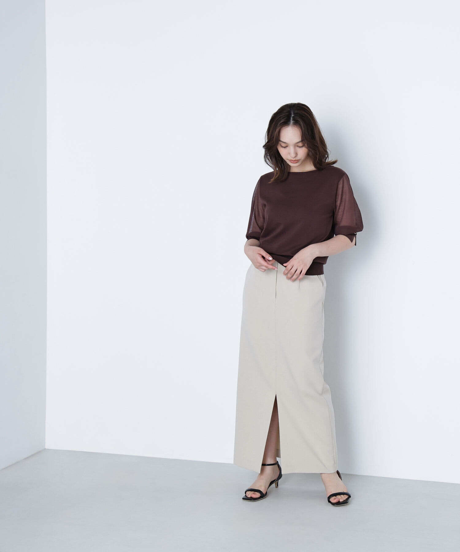  「フロントスリットナロースカート」|スカート|