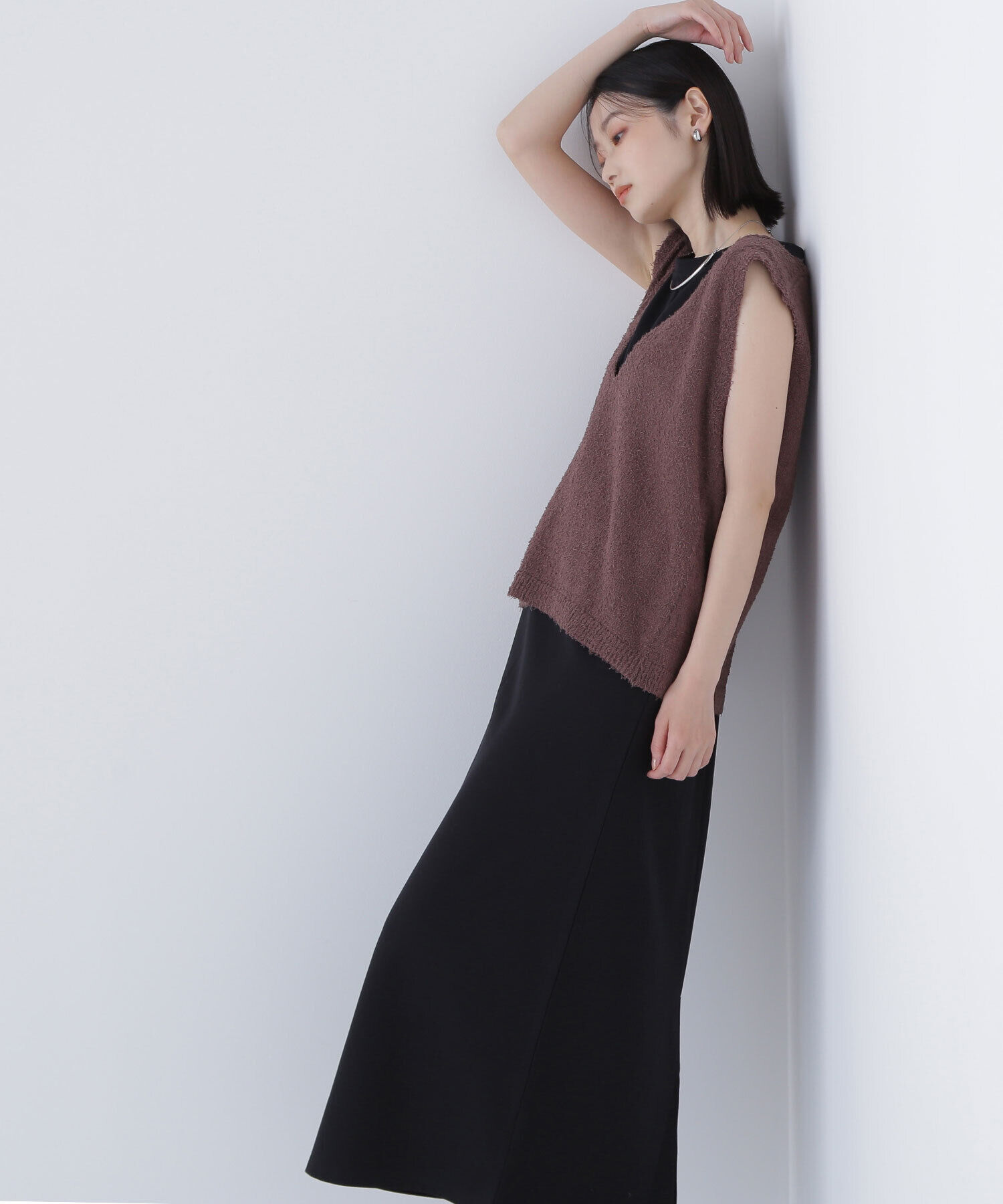  「Vネックニットベスト＆ナローワンピース」|ワンピース|