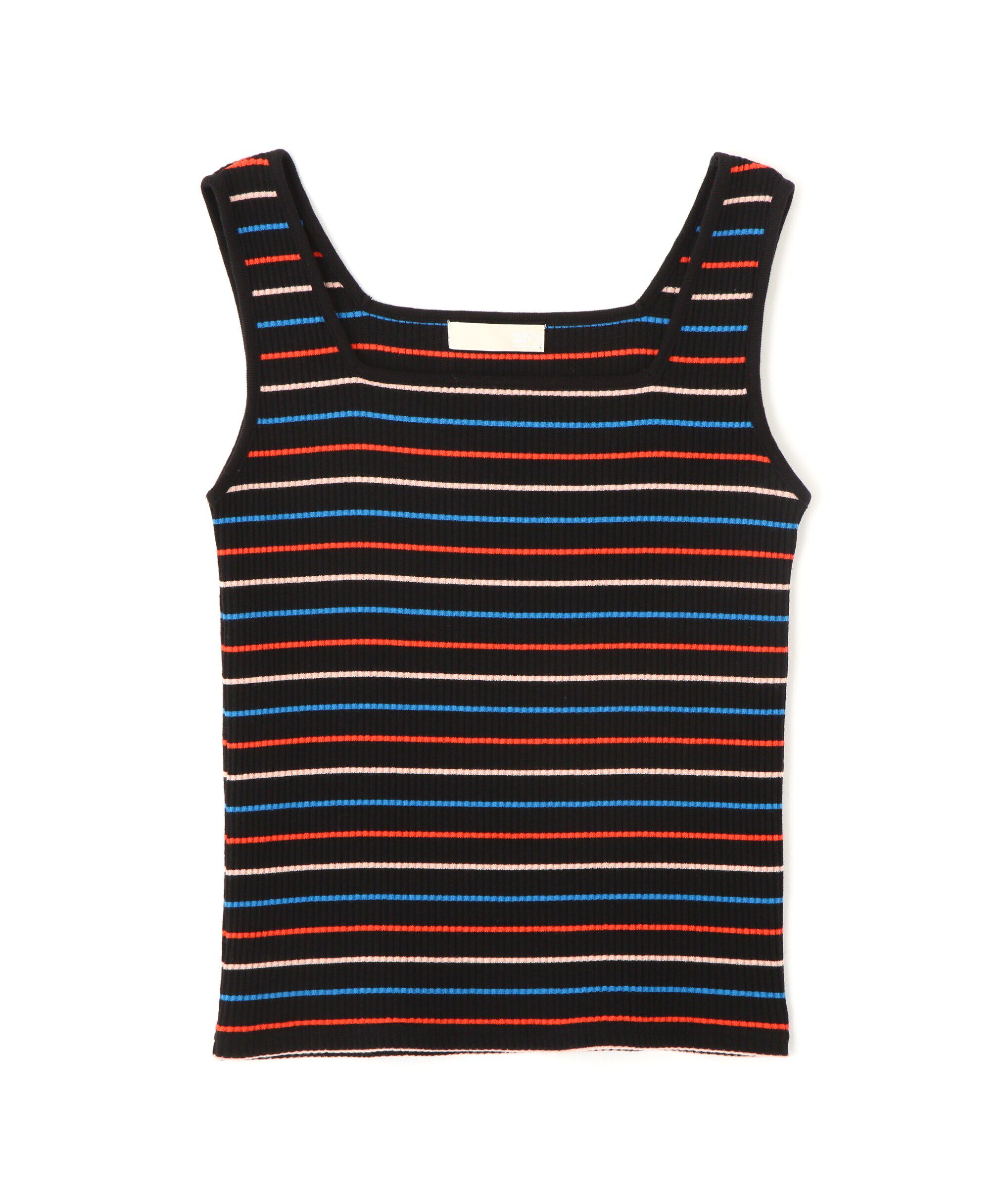  「マルチボーダースクエアネックリブタンクトップ」|Tシャツ・カットソー|