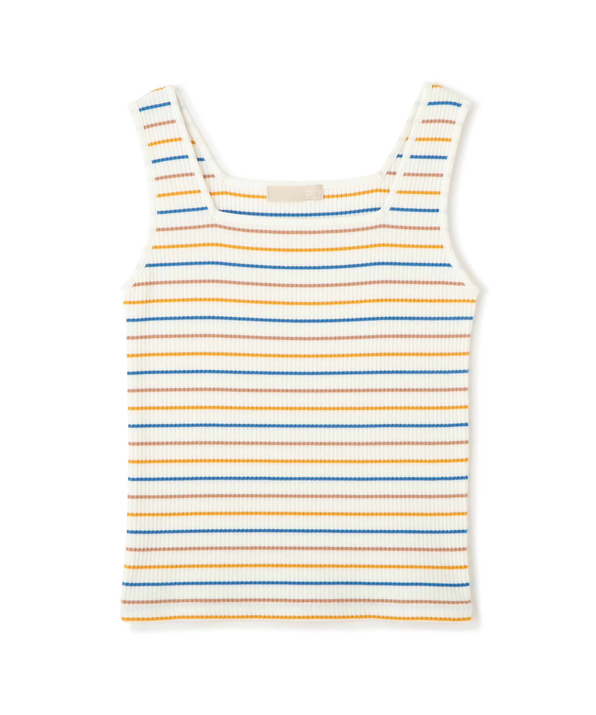  「マルチボーダースクエアネックリブタンクトップ」|Tシャツ・カットソー|