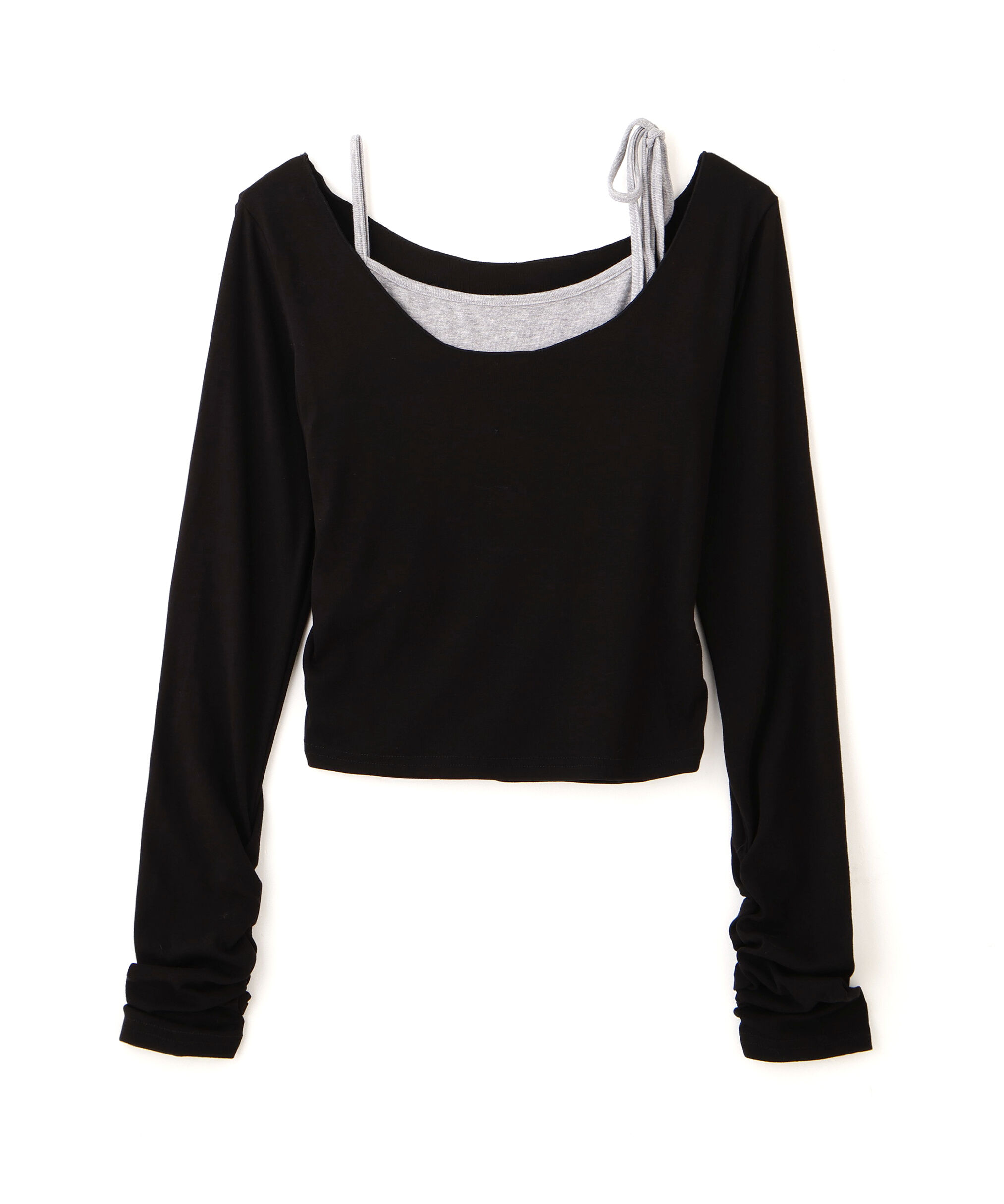  「ワンショルキャミレイヤード風カットソー」|Tシャツ・カットソー|