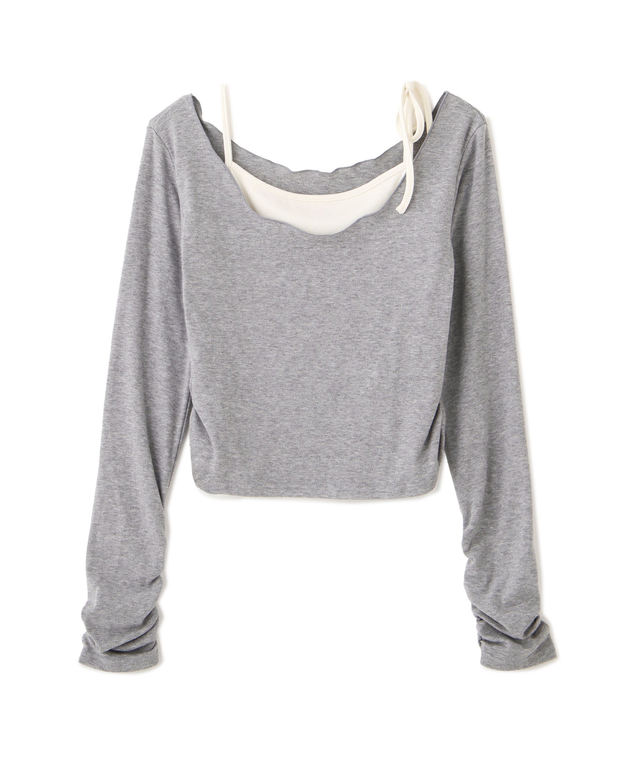  「ワンショルキャミレイヤード風カットソー」|Tシャツ・カットソー|