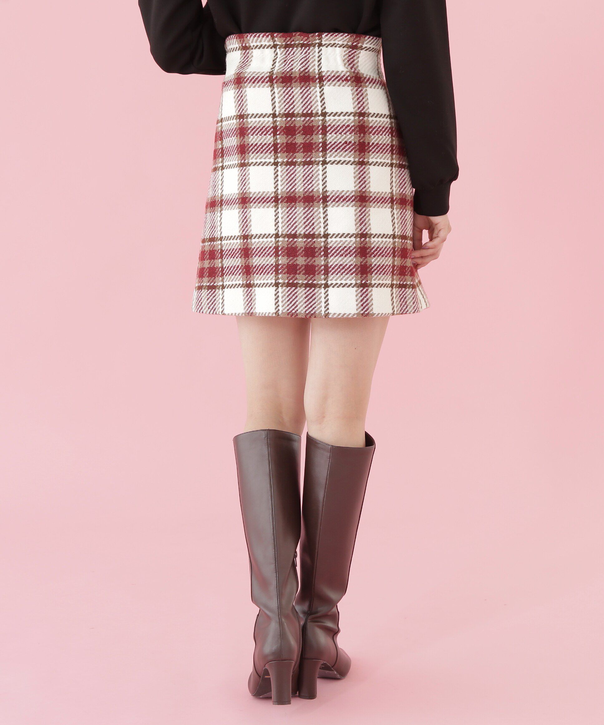  「ラップ風ビッグカラーチェックミニスカート」|スカート|