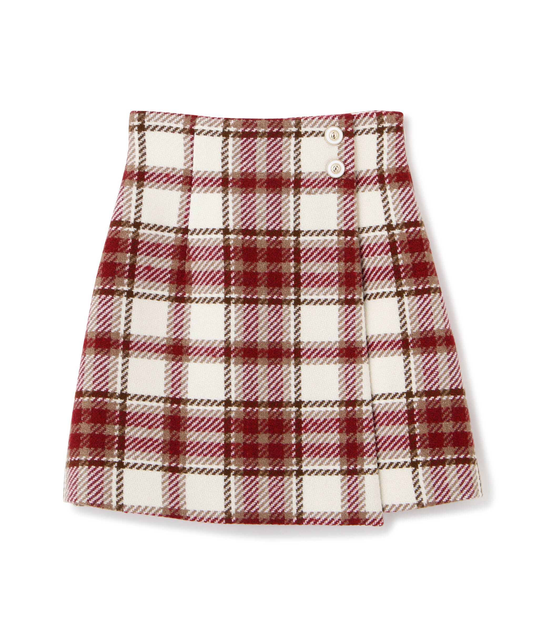  「ラップ風ビッグカラーチェックミニスカート」|スカート|