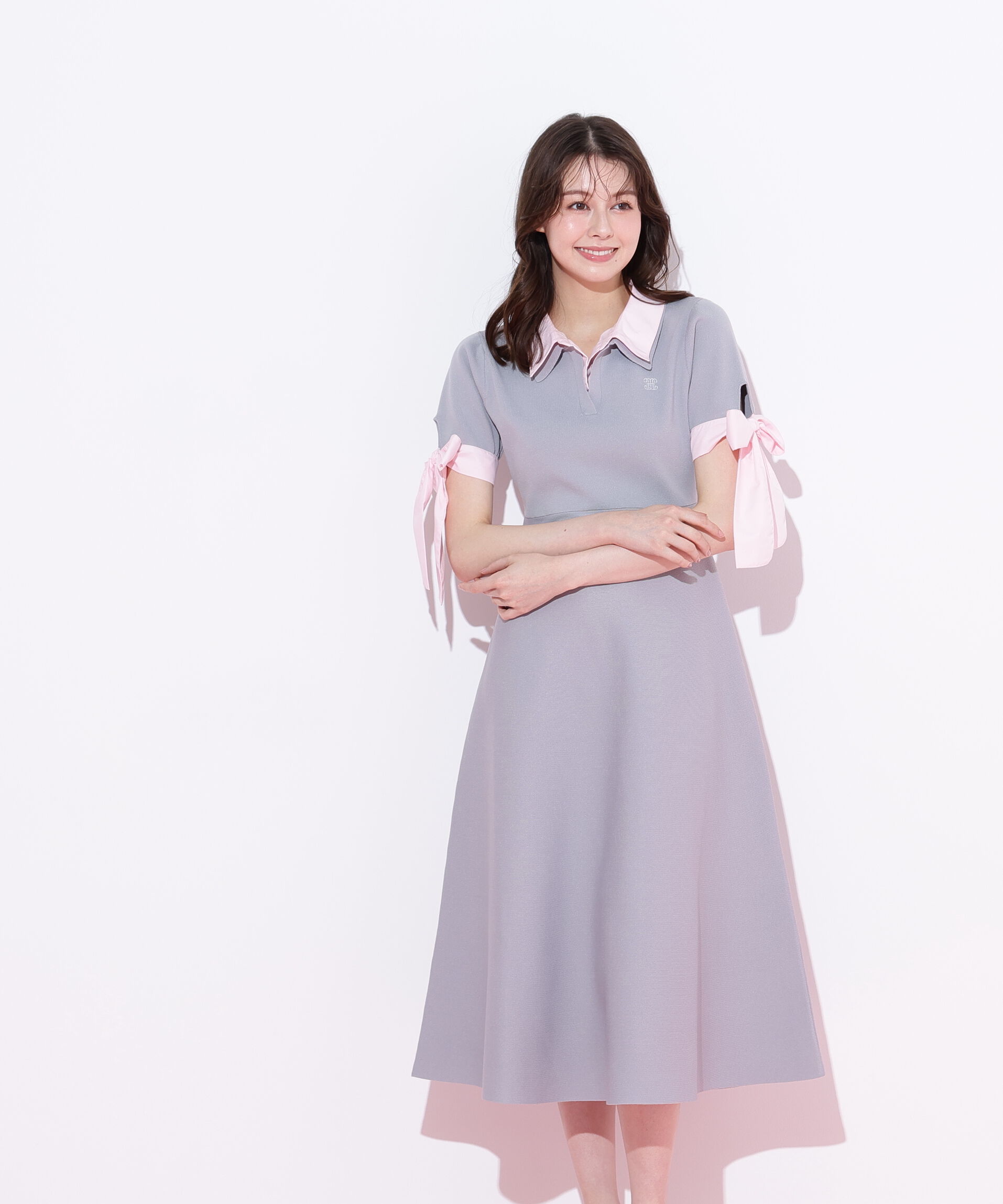  「ダブルカラーニットワンピース」|ワンピース|