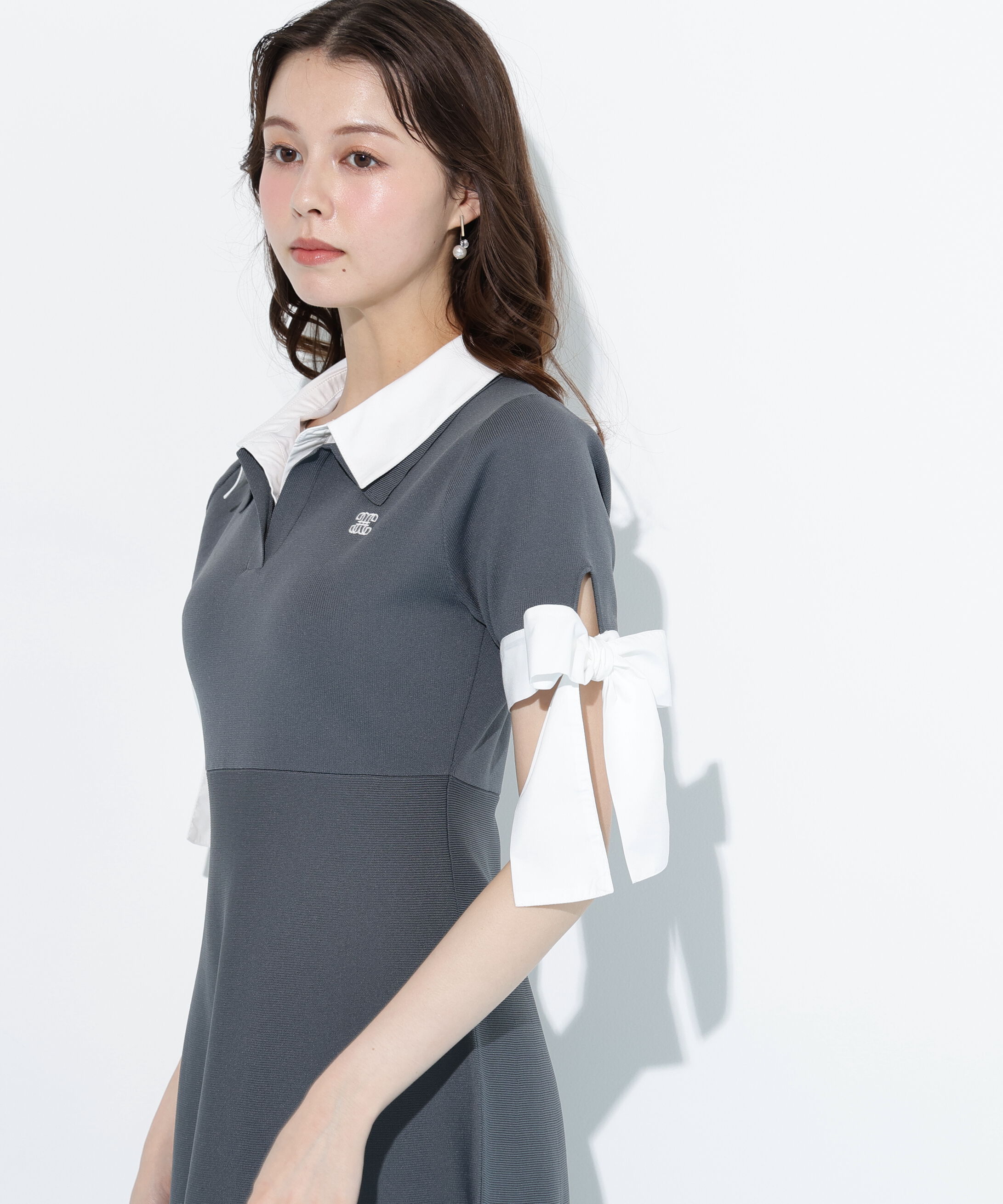  「ダブルカラーニットワンピース」|ワンピース|