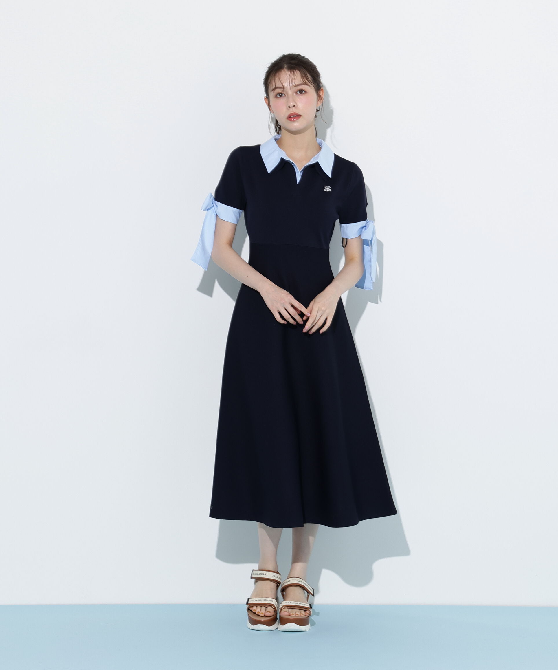  「ダブルカラーニットワンピース」|ワンピース|