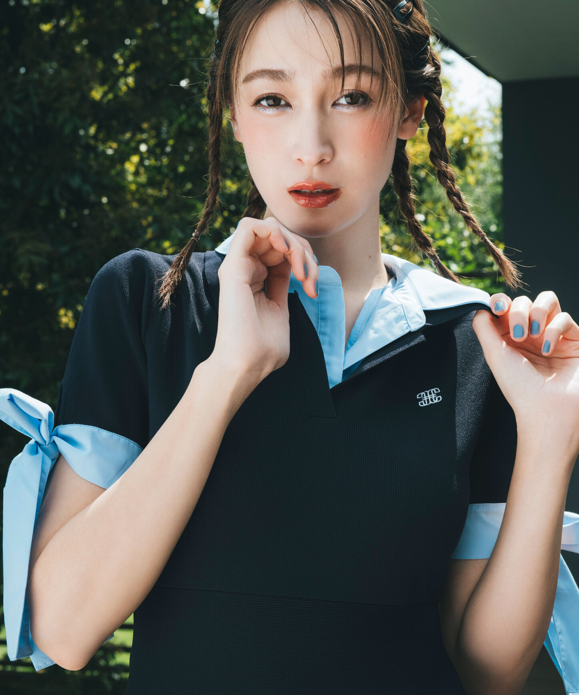  「ダブルカラーニットワンピース」|ワンピース|