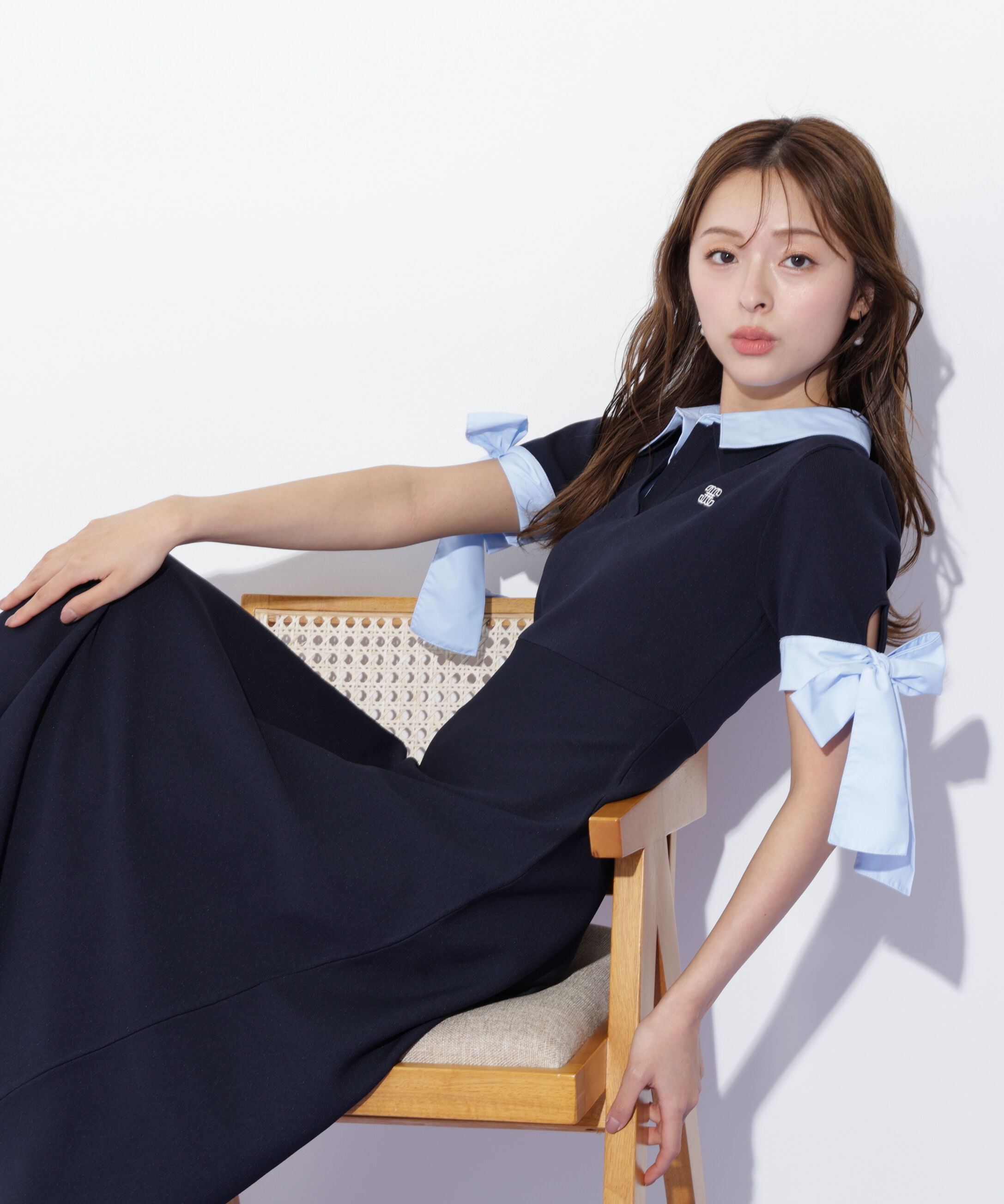  「ダブルカラーニットワンピース」|ワンピース|