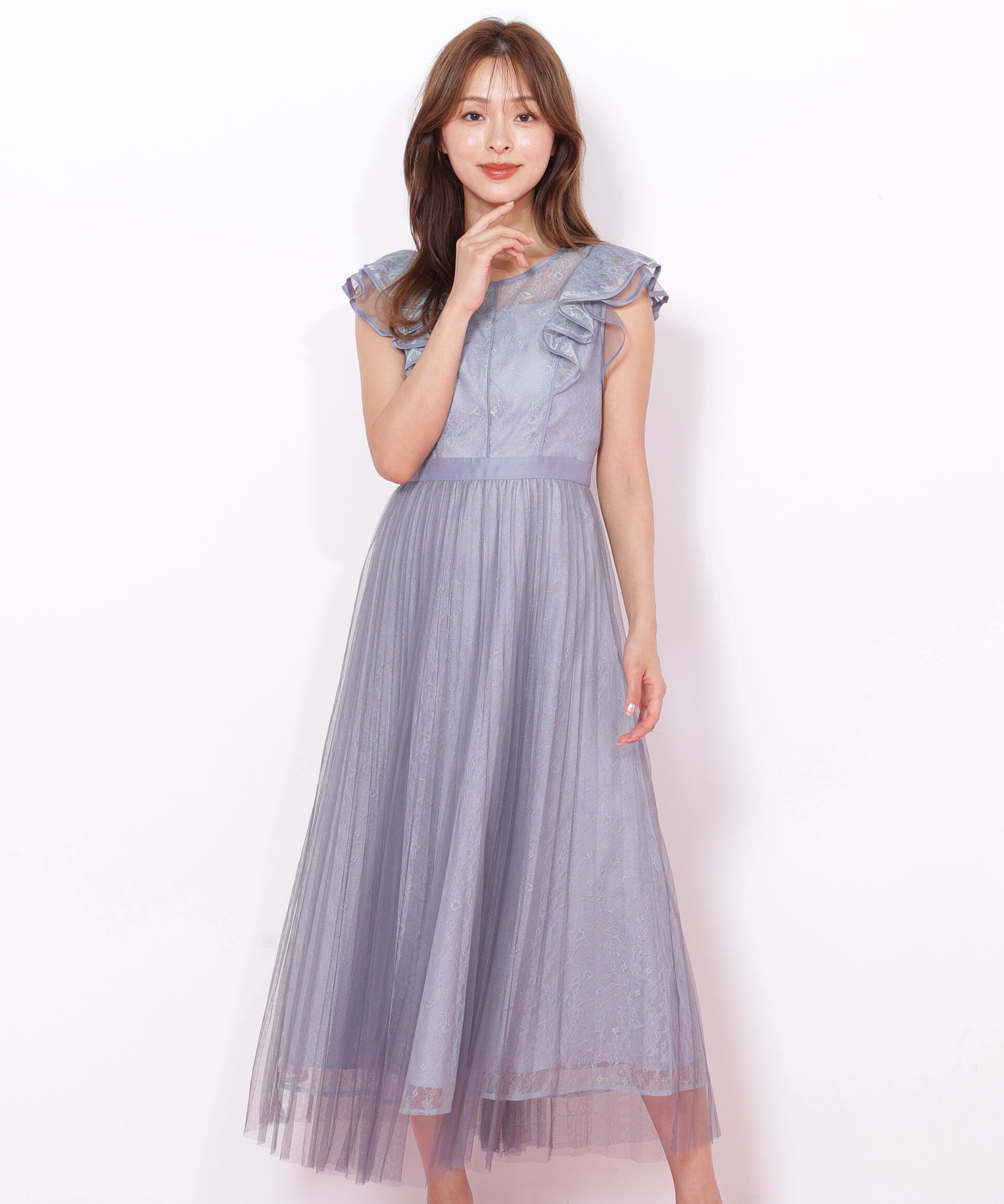  「配色パイピングレースワンピース」|ワンピース|ブルー