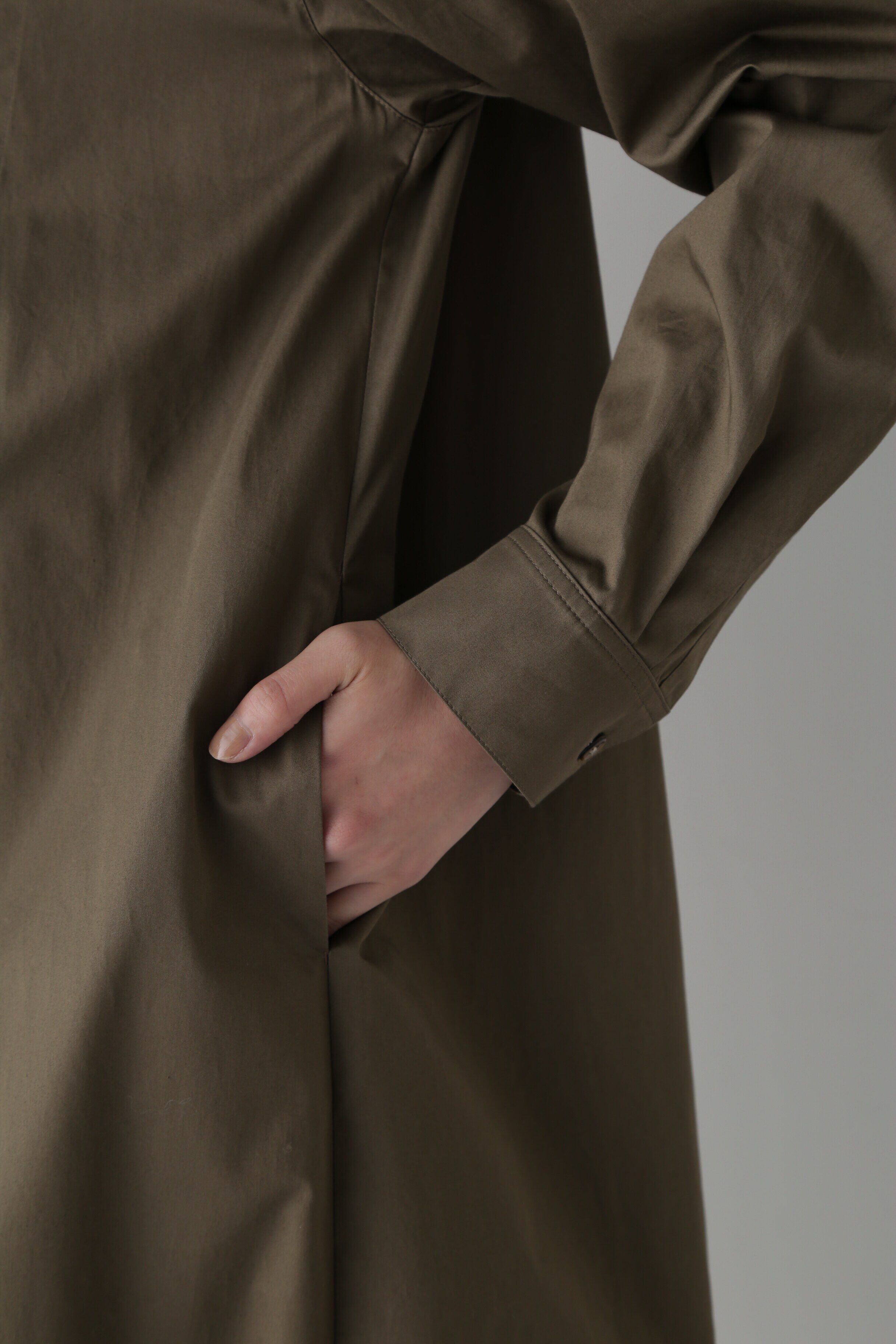  「◆コットンサテンバンドカラーシャツワンピース」|ワンピース|