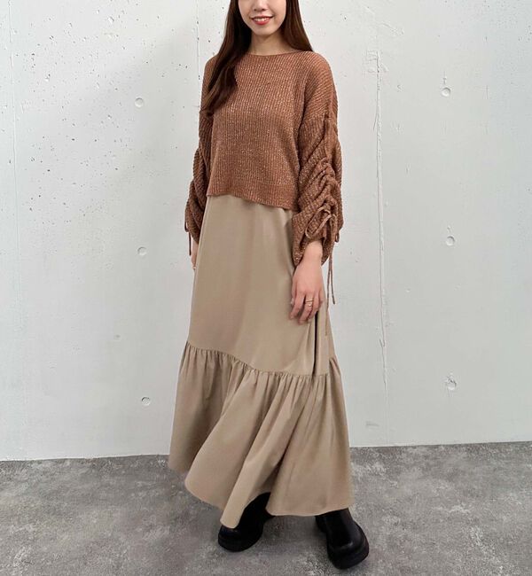 archives「ラメ透かしドロストニット&times;ティアードキャミワンピースＳＥＴ」|ワンピース|