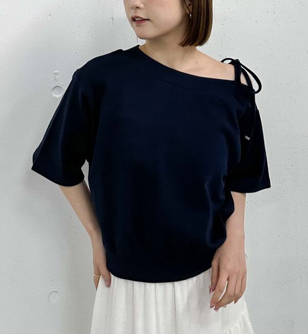 archives「肩リボンワンショルスウェット」|Tシャツ・カットソー|NAVY
