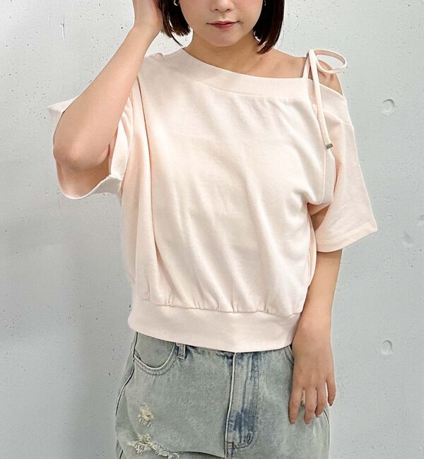 archives「肩リボンワンショルスウェット」|Tシャツ・カットソー|PINK