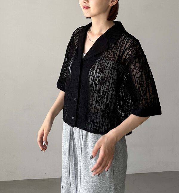 archives「レース開衿ショートシャツ」|シャツ・ブラウス|