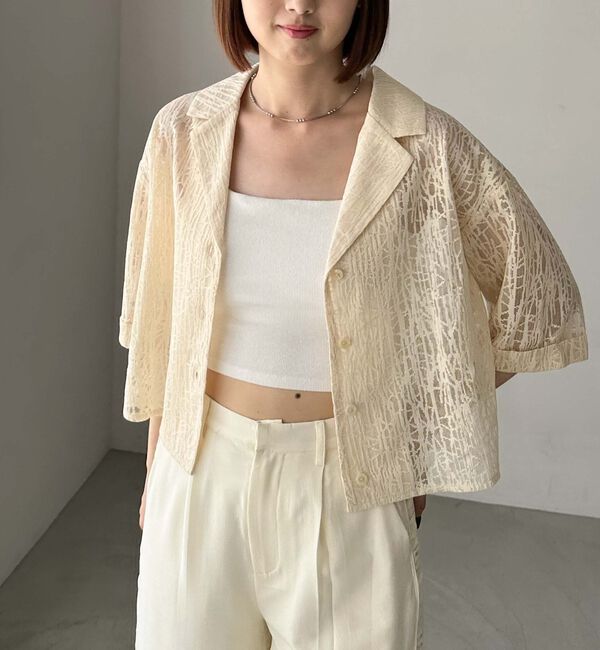 archives「レース開衿ショートシャツ」|シャツ・ブラウス|