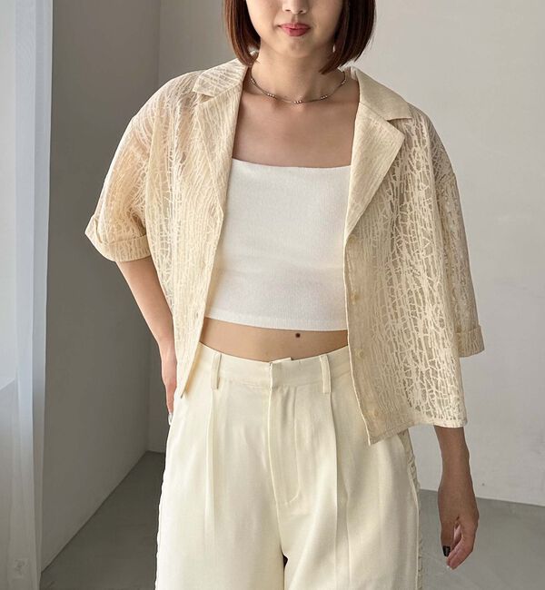 archives「レース開衿ショートシャツ」|シャツ・ブラウス|